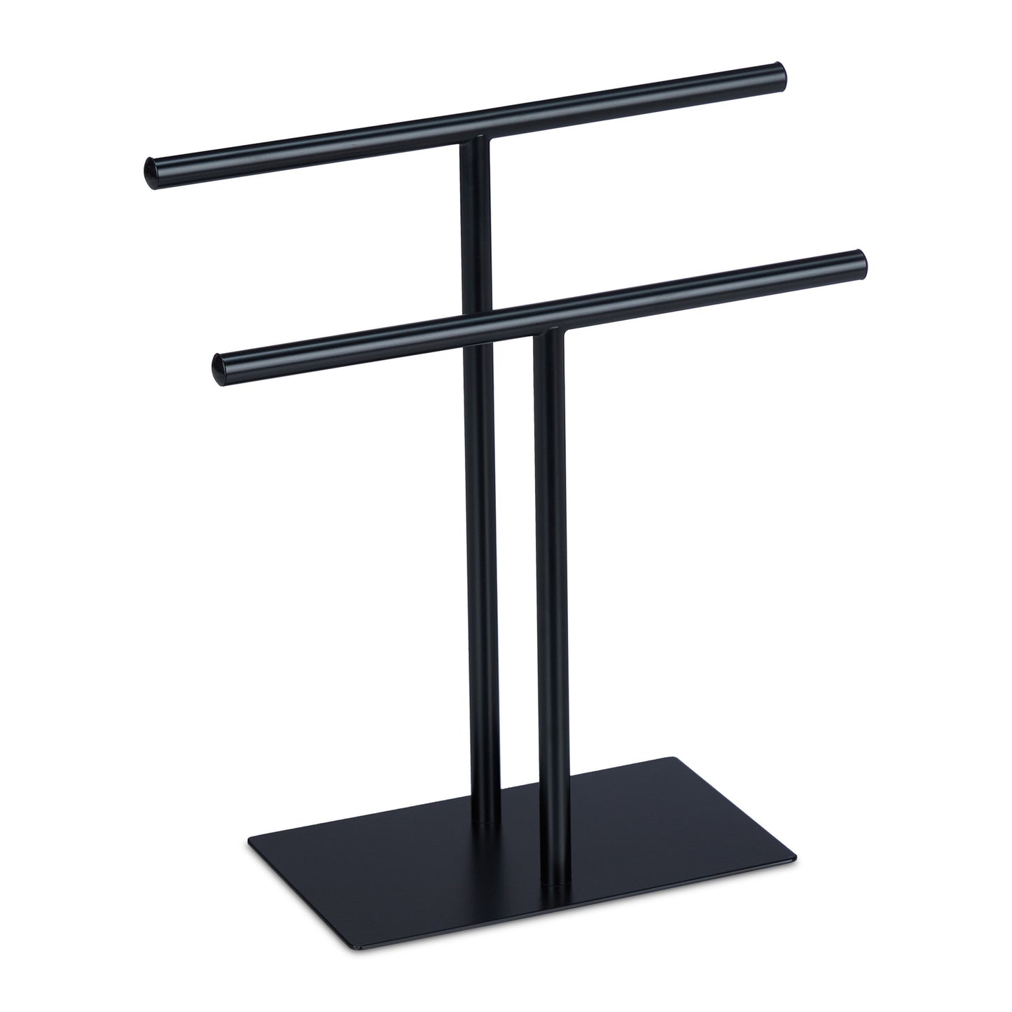Black towel stand with 2 rails