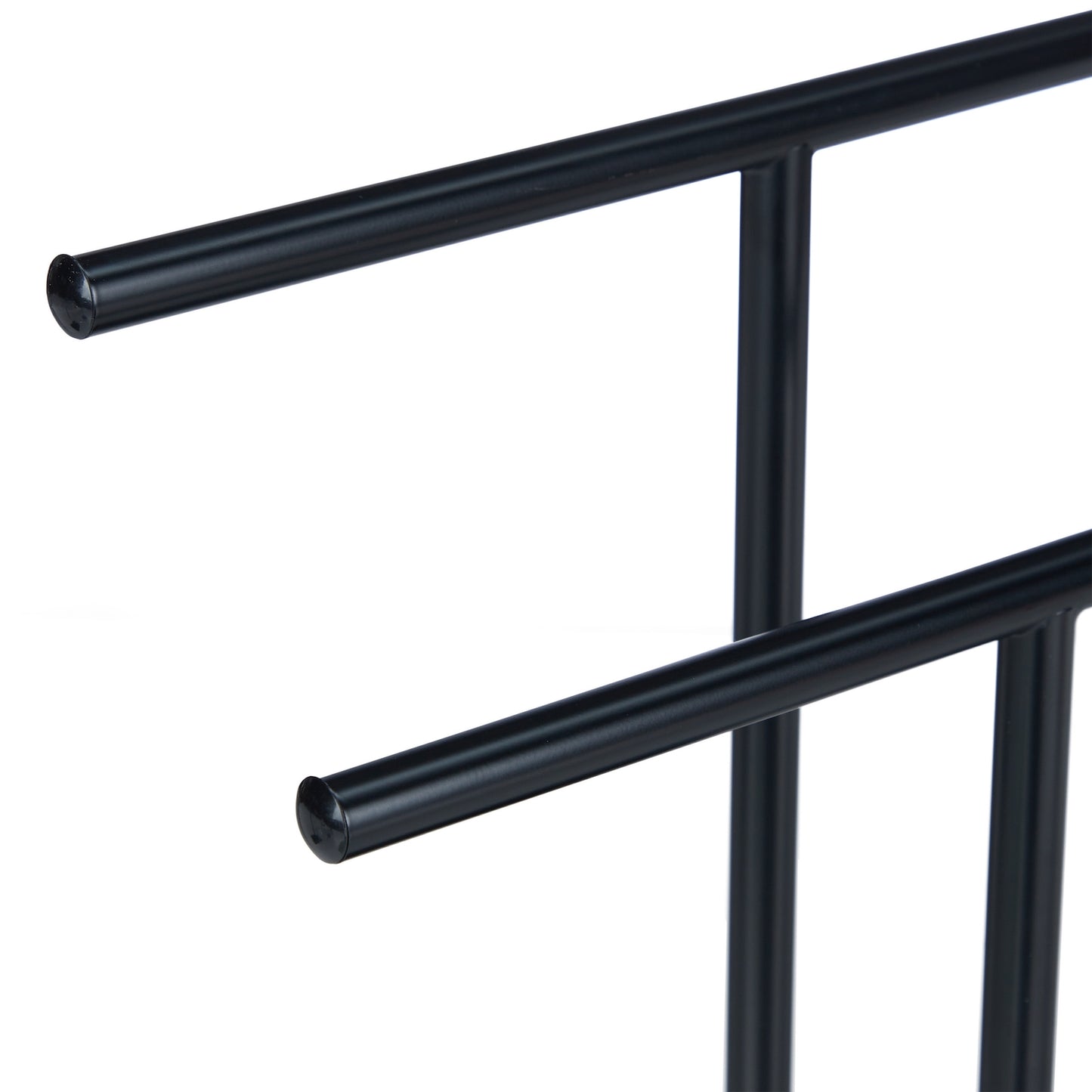 Black towel stand with 2 rails