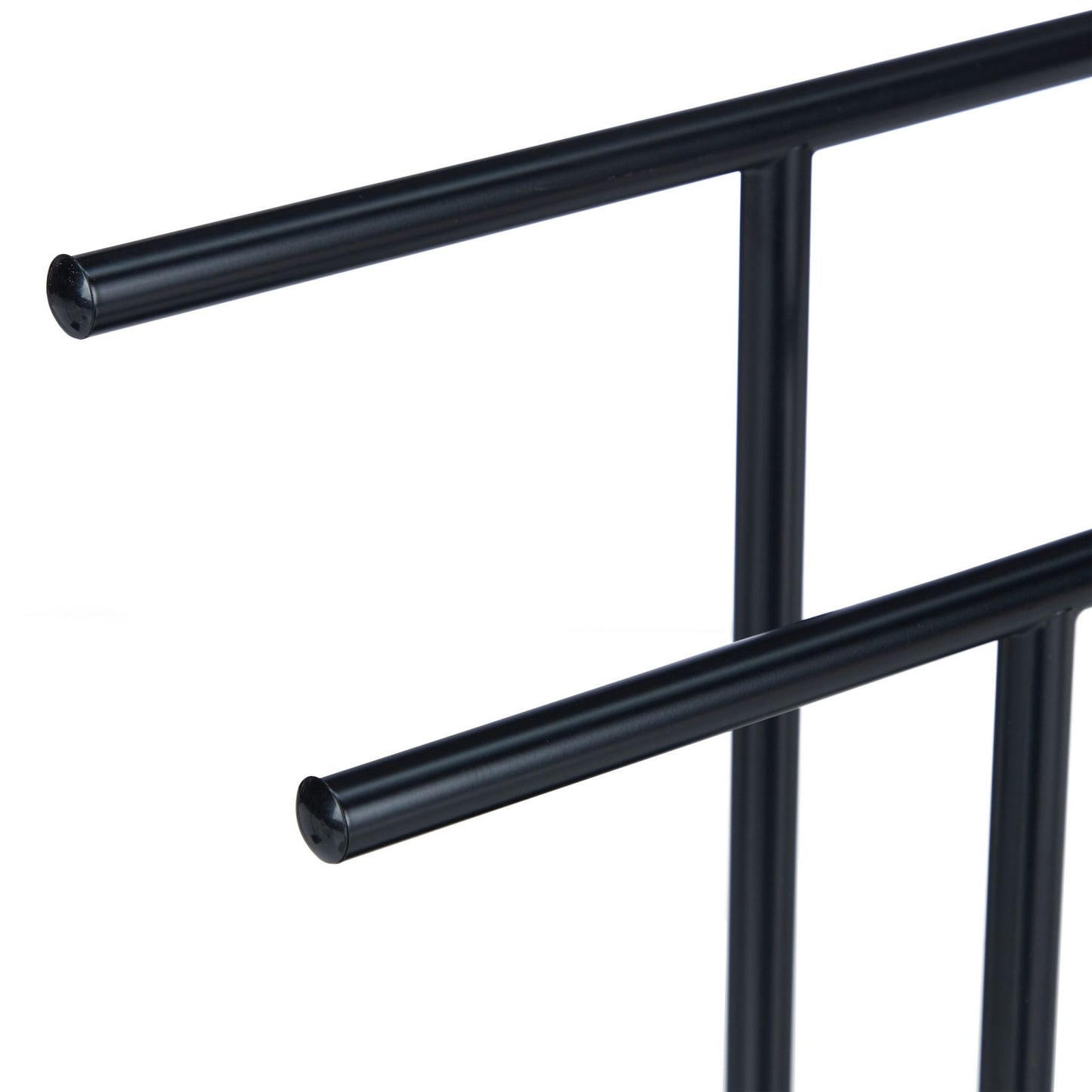 Black towel stand with 2 rails
