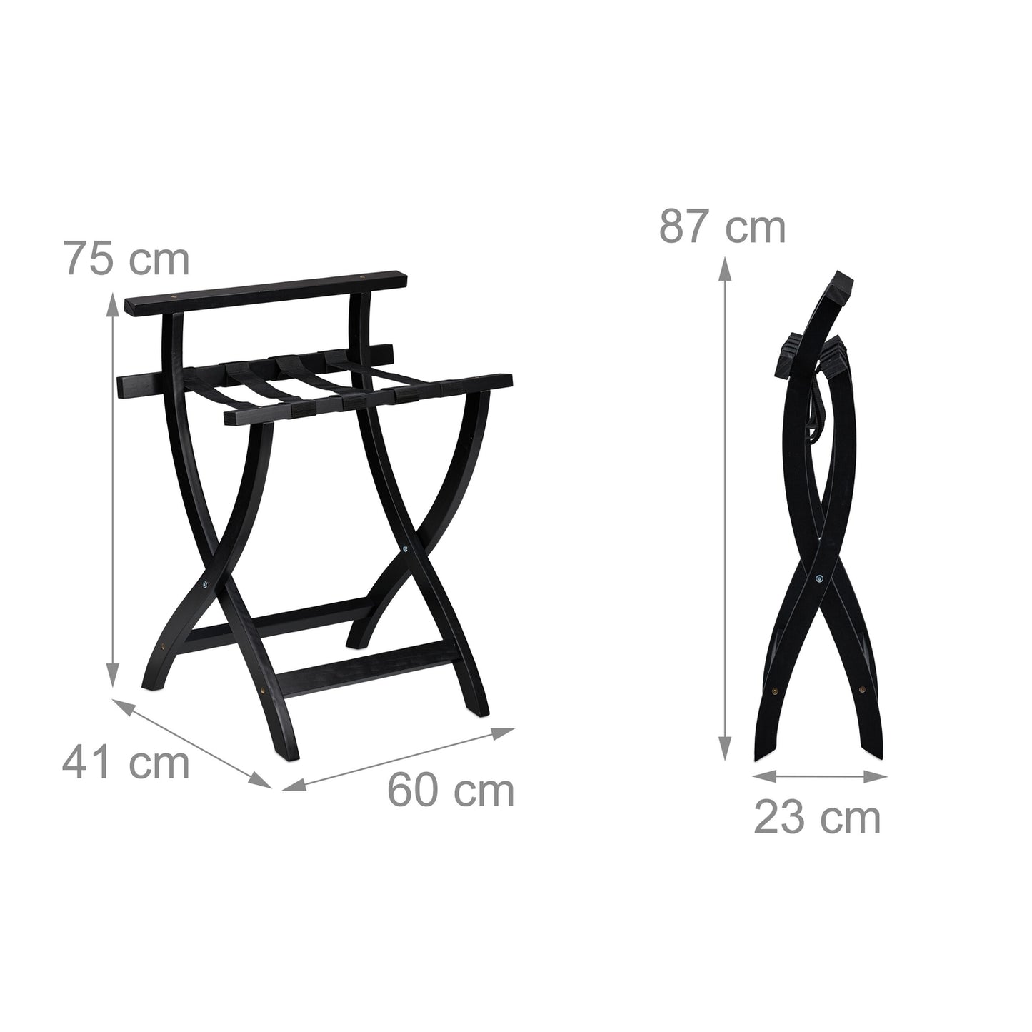 Black trunk rack with wall protection