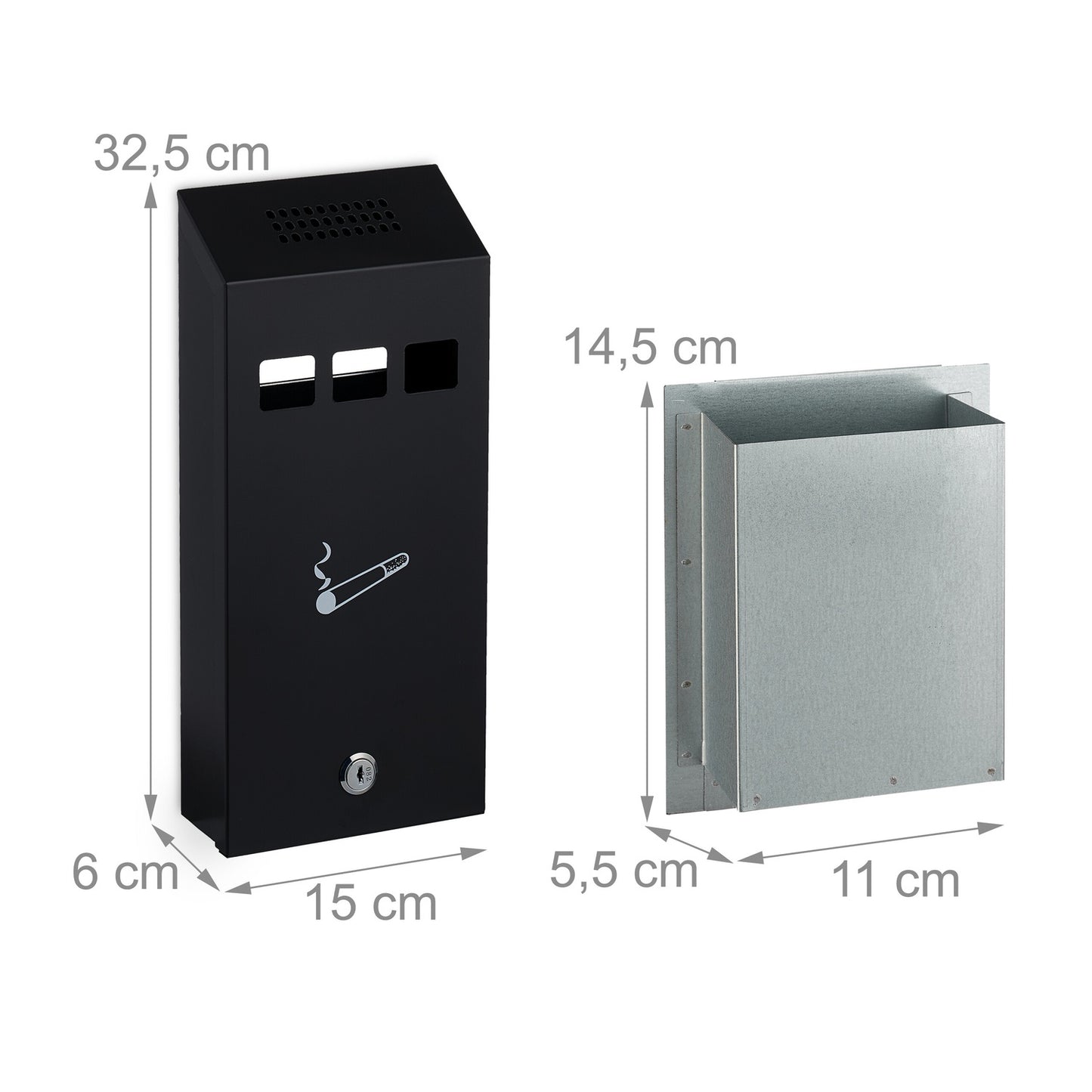 Black wall ashtray