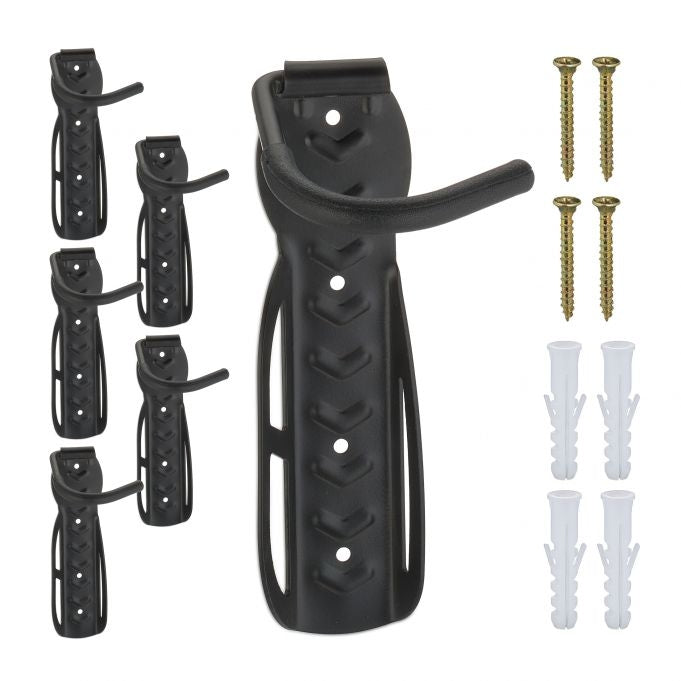 Black wall mount for bicycles - set of 6
