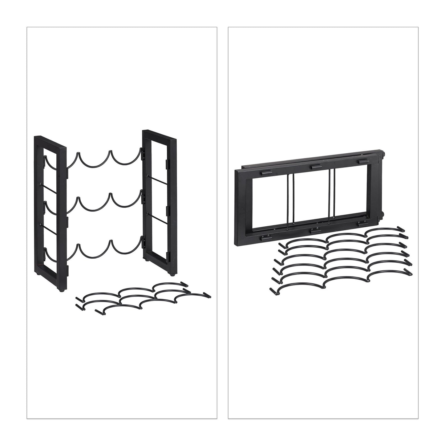 Black wine rack for 9 bottles