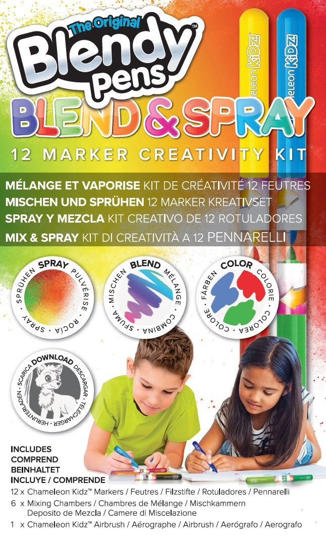 Blendy Pens Stationery Set Markers Blend And Spray, 12 Pcs