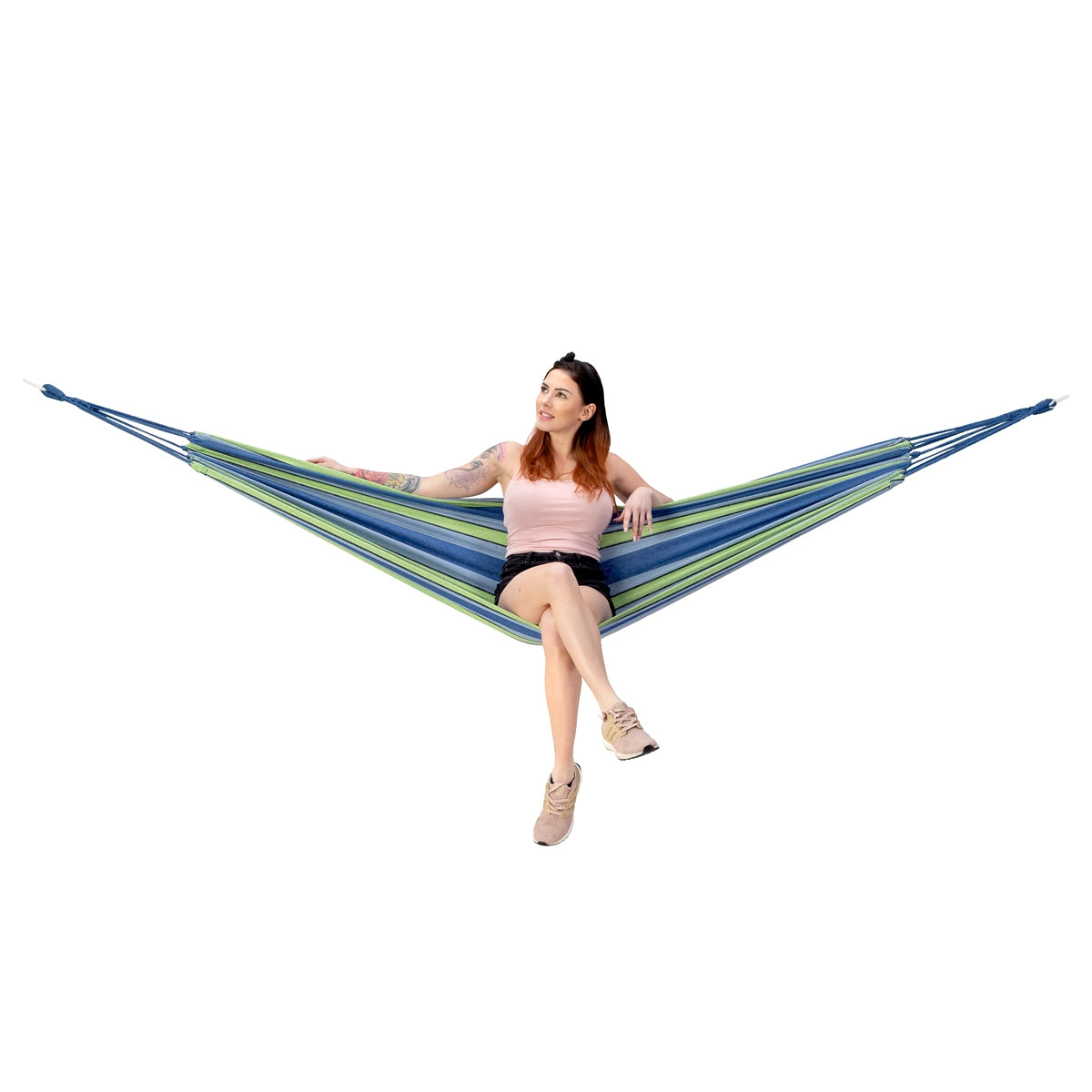 Blue-Green Hammock, 120cm Wide, Cotton-Poly Blend