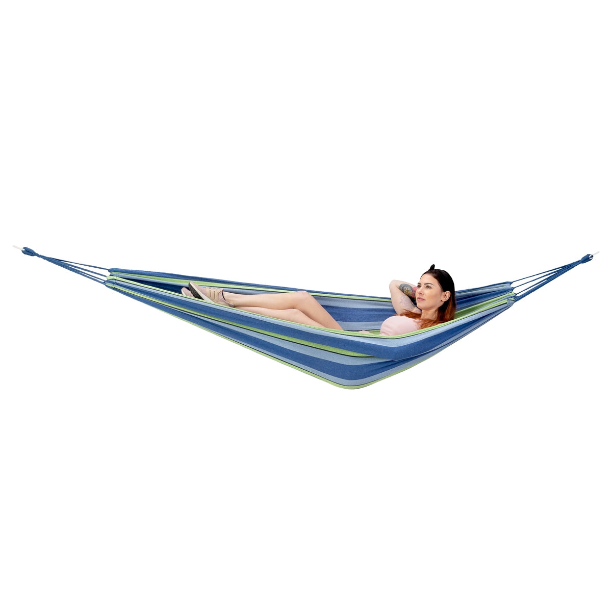 Blue-Green Hammock, 120cm Wide, Cotton-Poly Blend