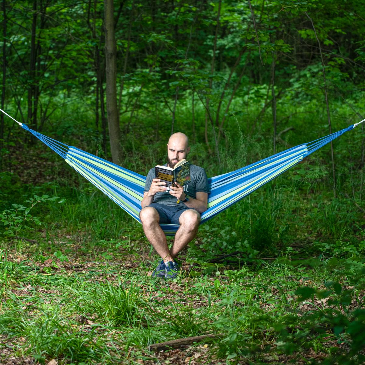 Blue-Green Hammock, 120cm Wide, Cotton-Poly Blend
