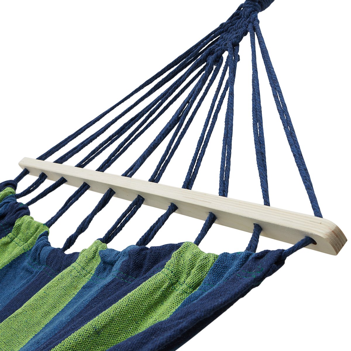 Blue Hammock with 70cm Wooden Beam & Metal Holder