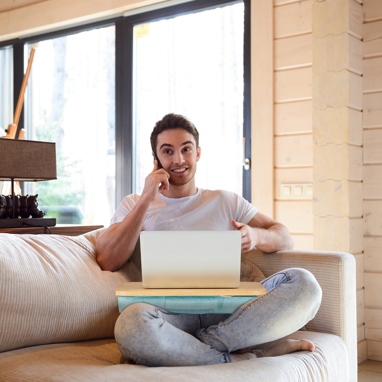 Blue Lapdesk with bamboo tray