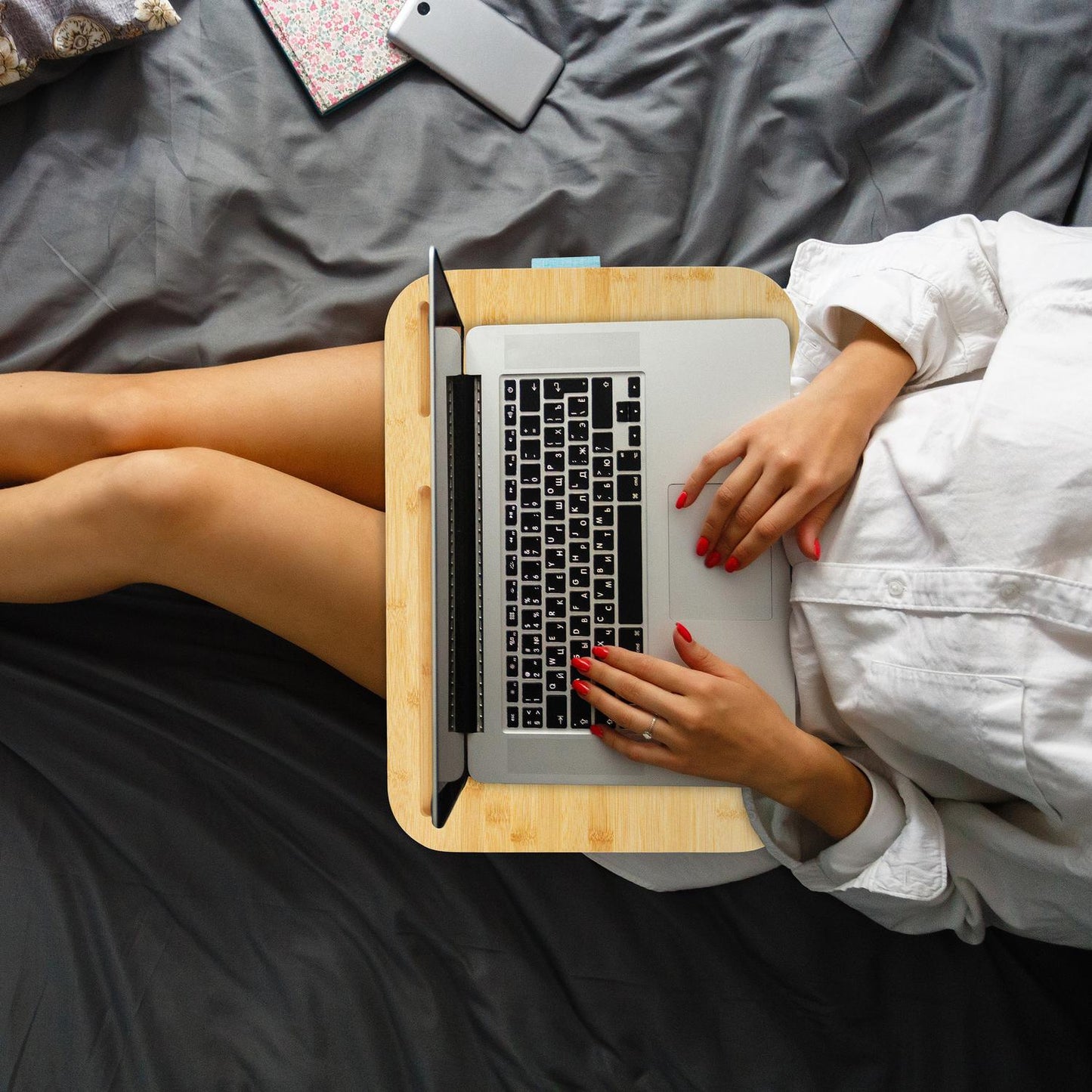 Blue Lapdesk with bamboo tray