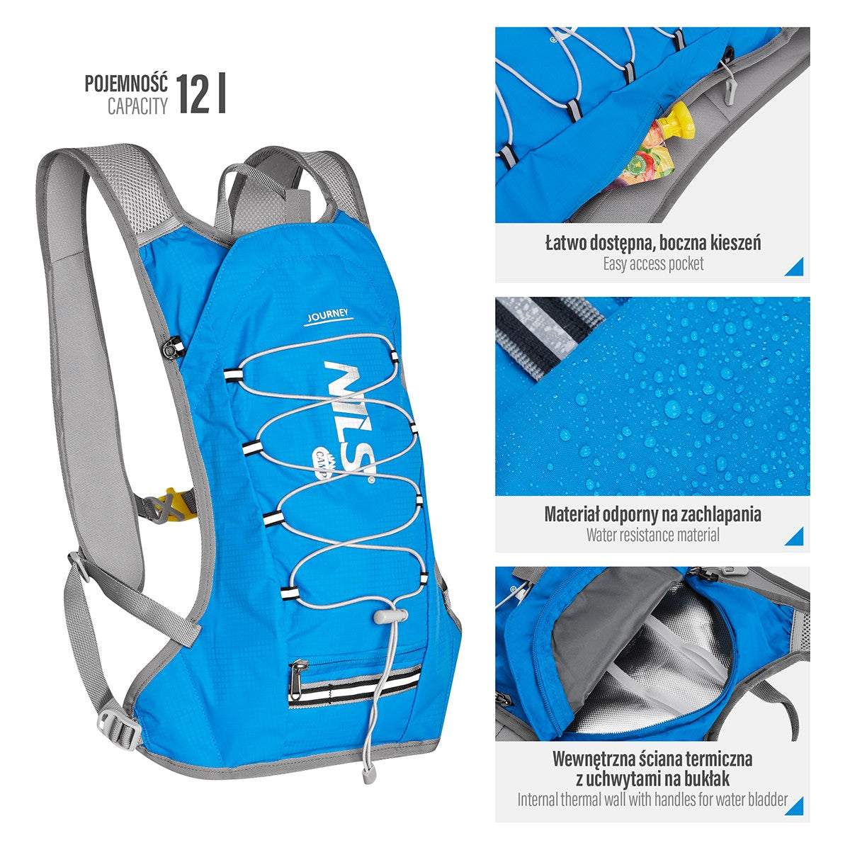 Blue Running Backpack, Lightweight, Water-Resistant