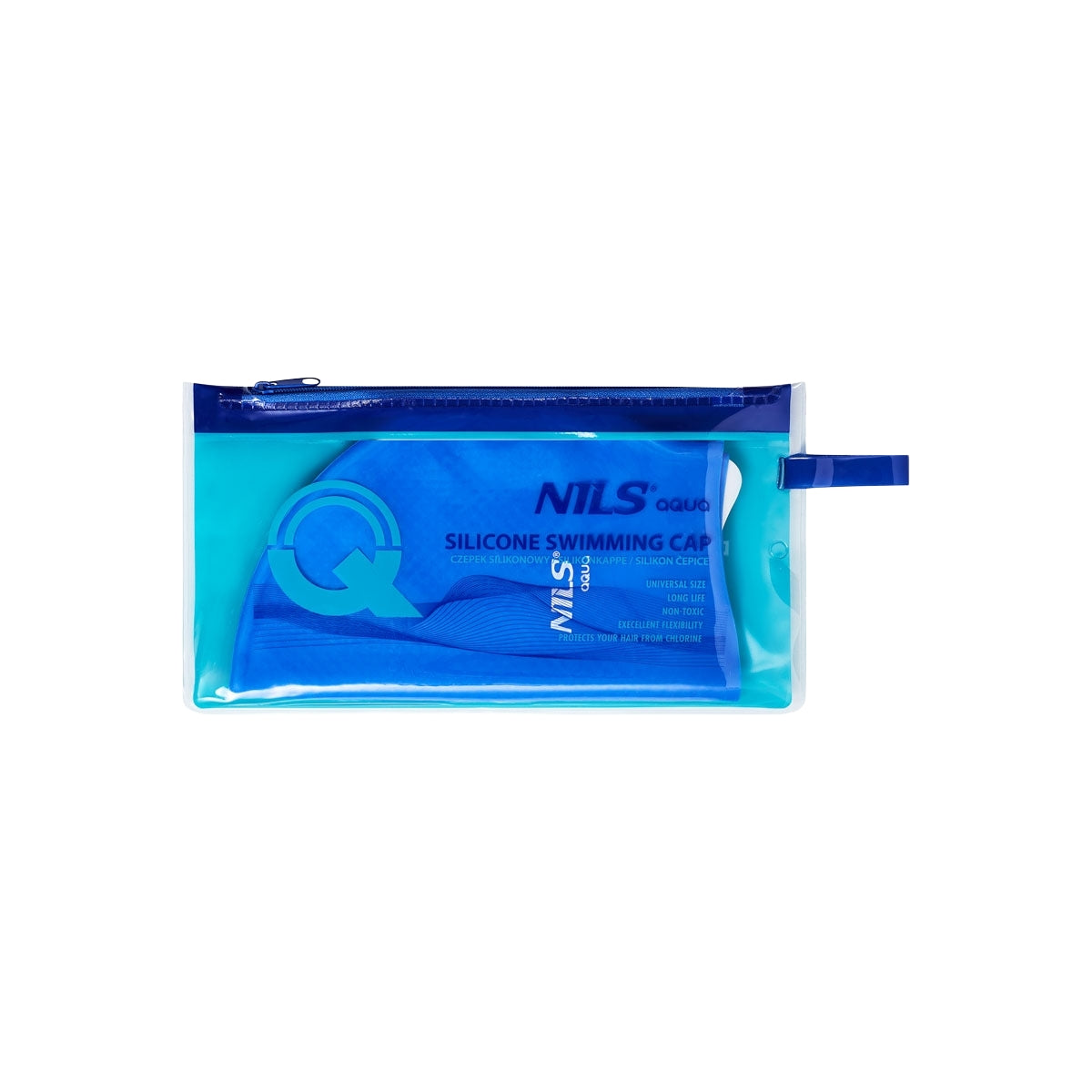 Blue Silicone Swimming Cap, Solid Color, Dotted Design