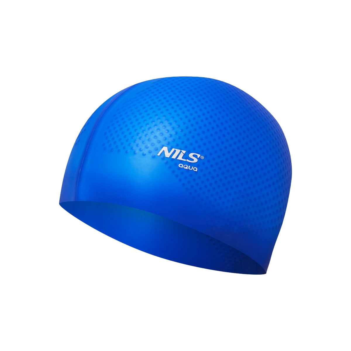 Blue Silicone Swimming Cap, Solid Color, Dotted Design