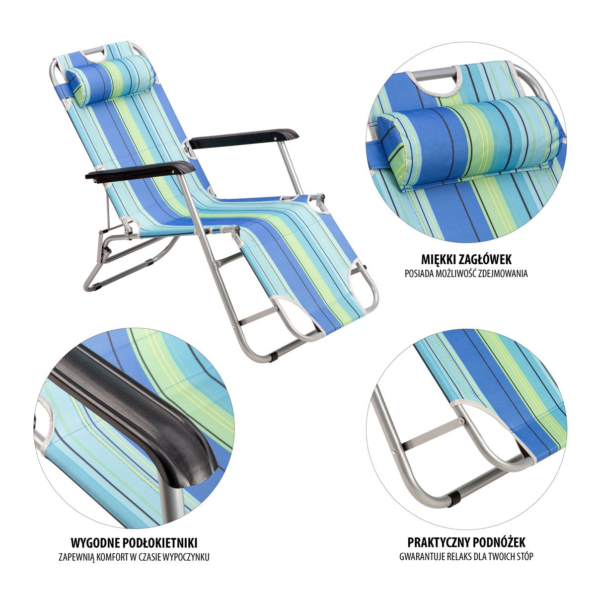 Blue Sun Lounger, Adjustable Reclining Chair