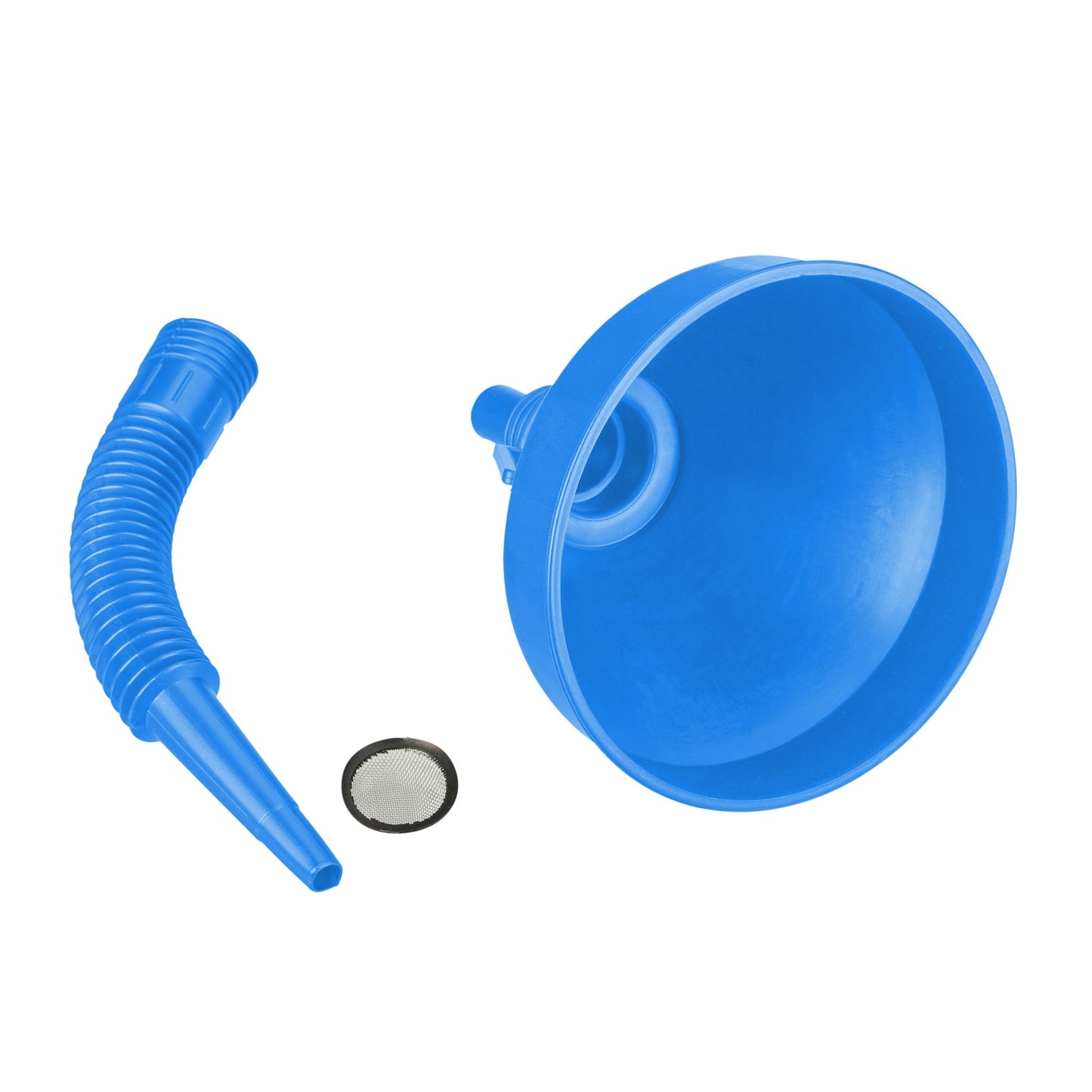 Blue funnel with hose