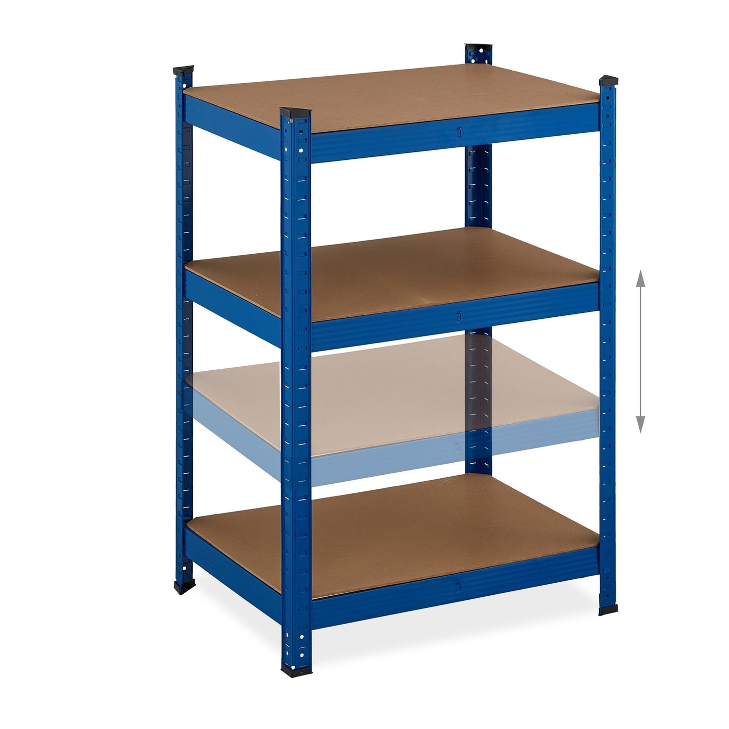Blue sturdy shelves with 5 levels