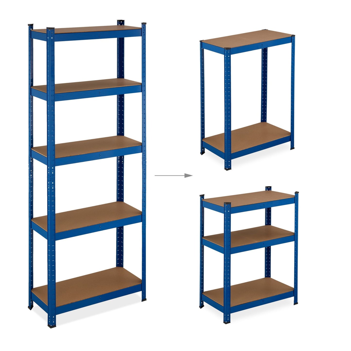 Blue sturdy shelves with 5 levels