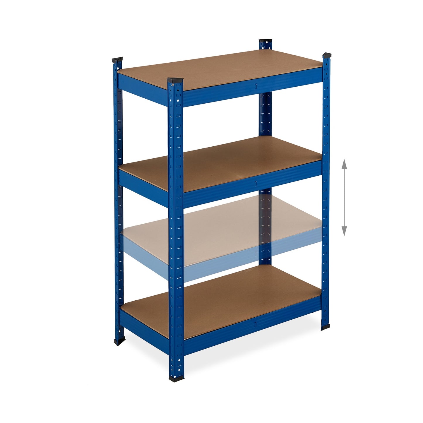 Blue sturdy shelves with 5 levels