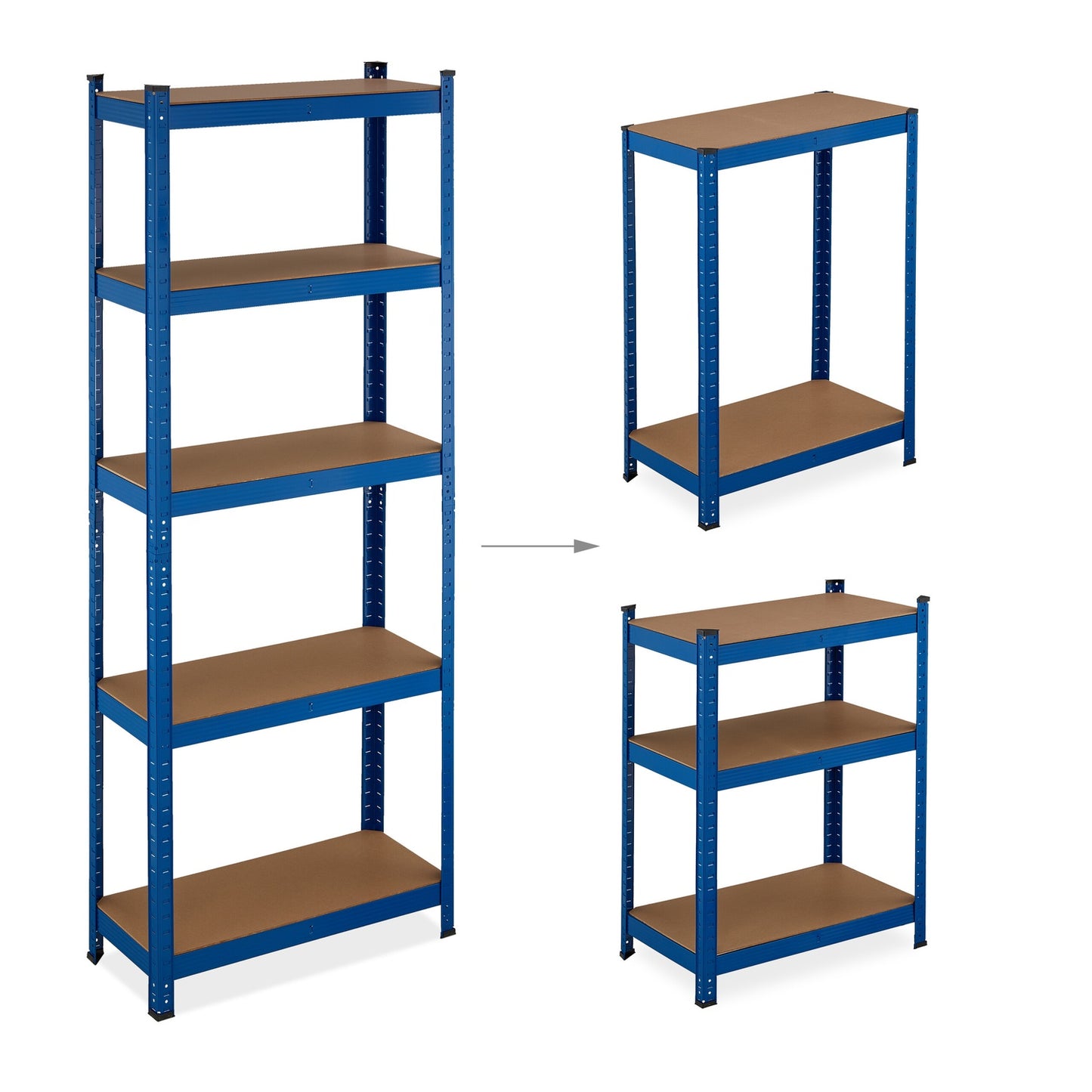 Blue sturdy shelves with 5 levels