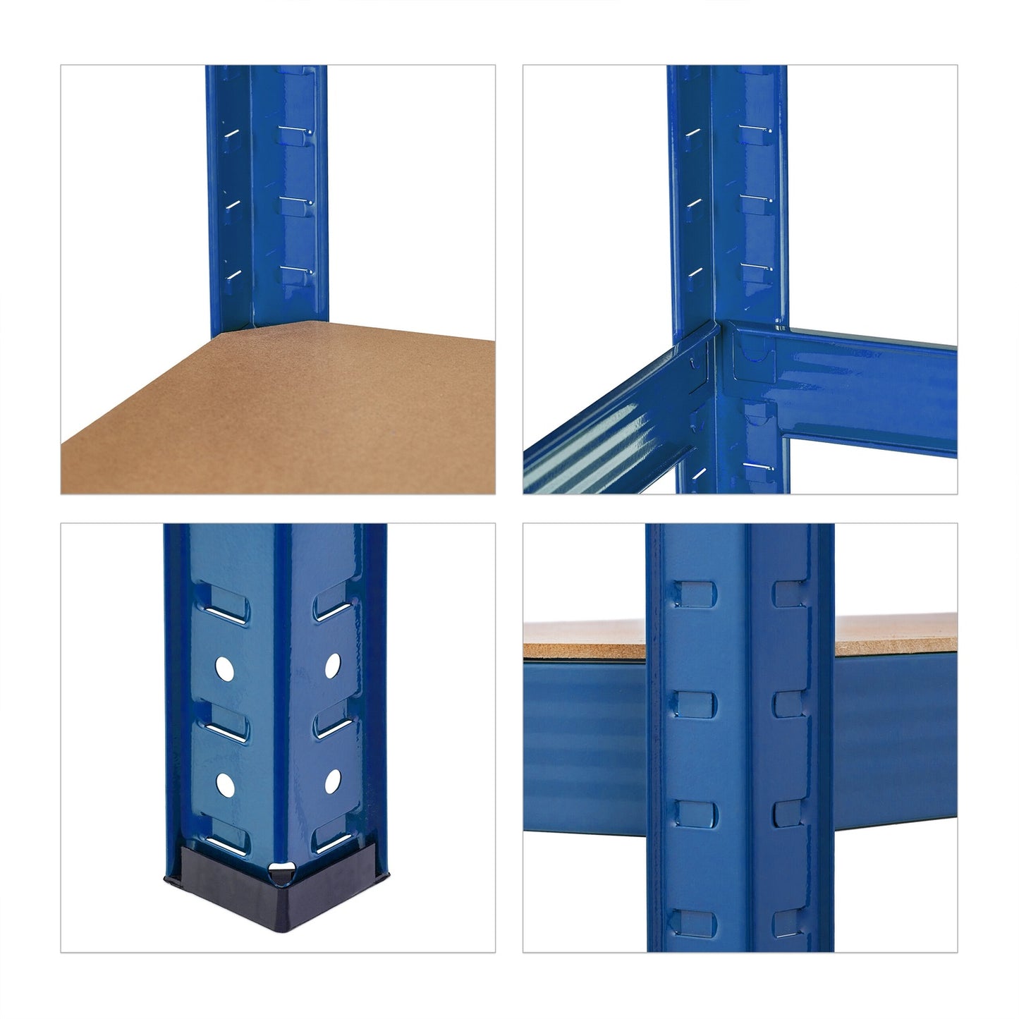 Blue sturdy shelves with 5 levels