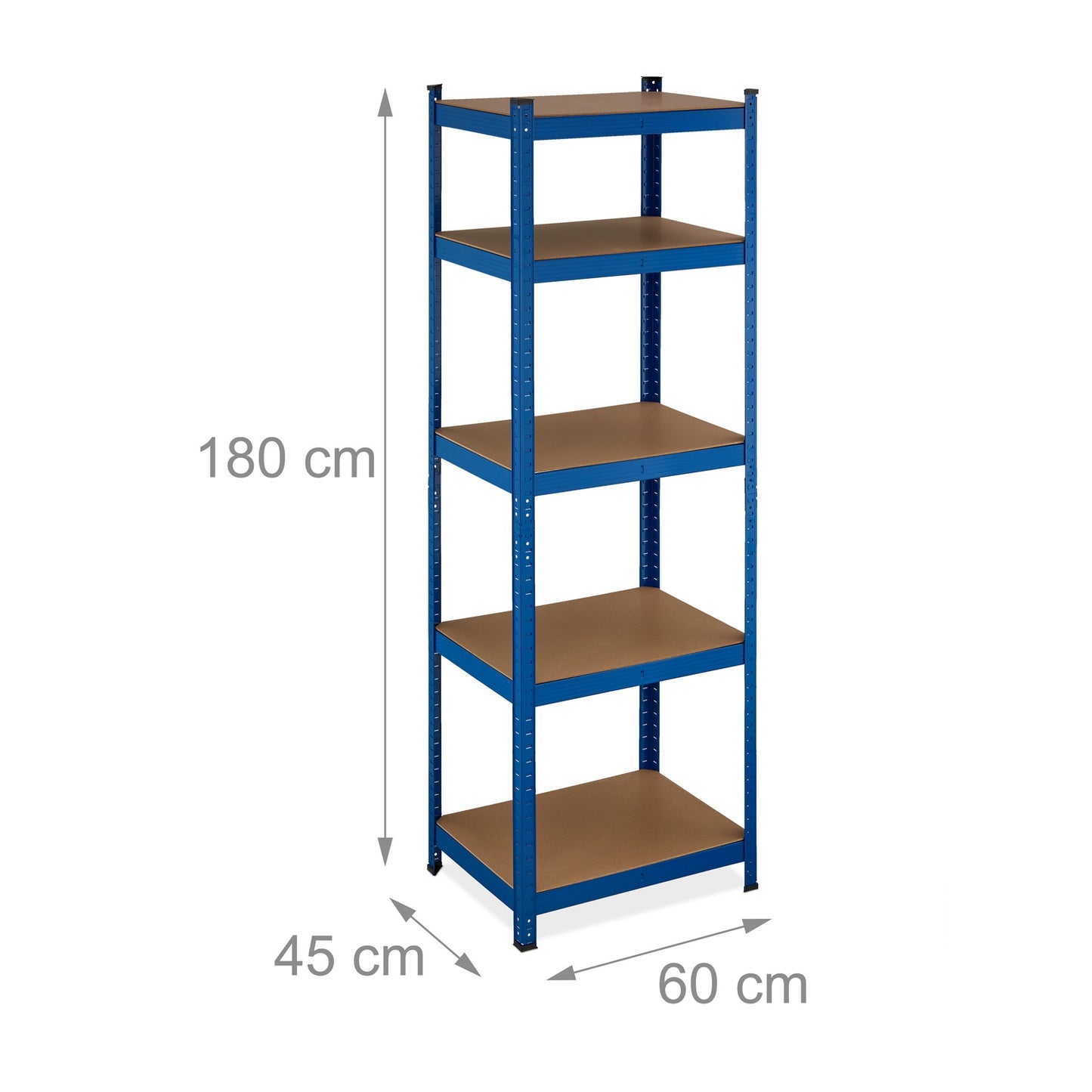 Blue sturdy shelves with 5 levels