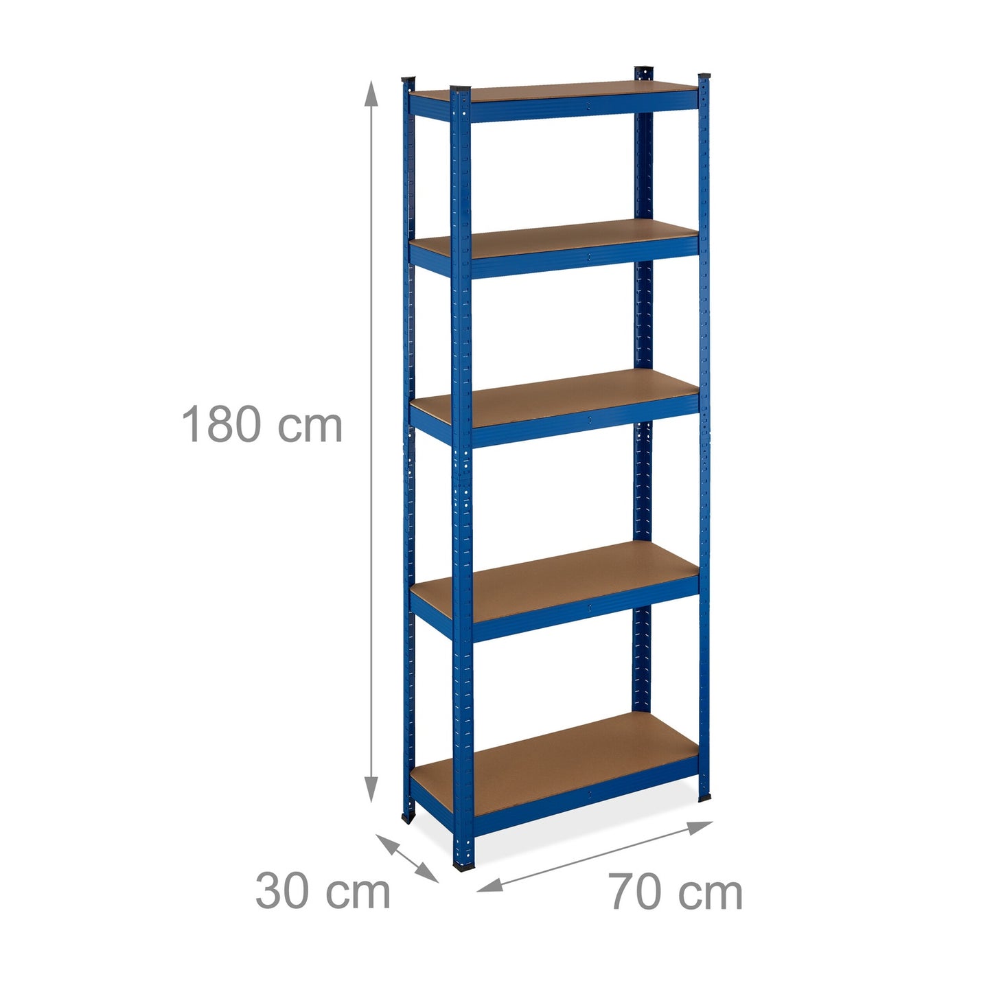 Blue sturdy shelves with 5 levels