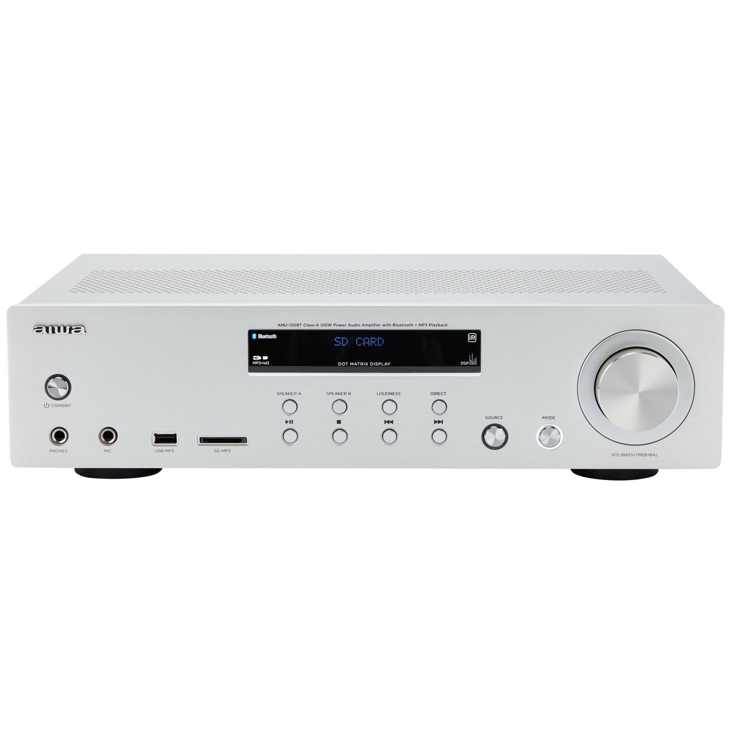 Bluetooth Amplifier, 2x60W RMS, Silver Finish
