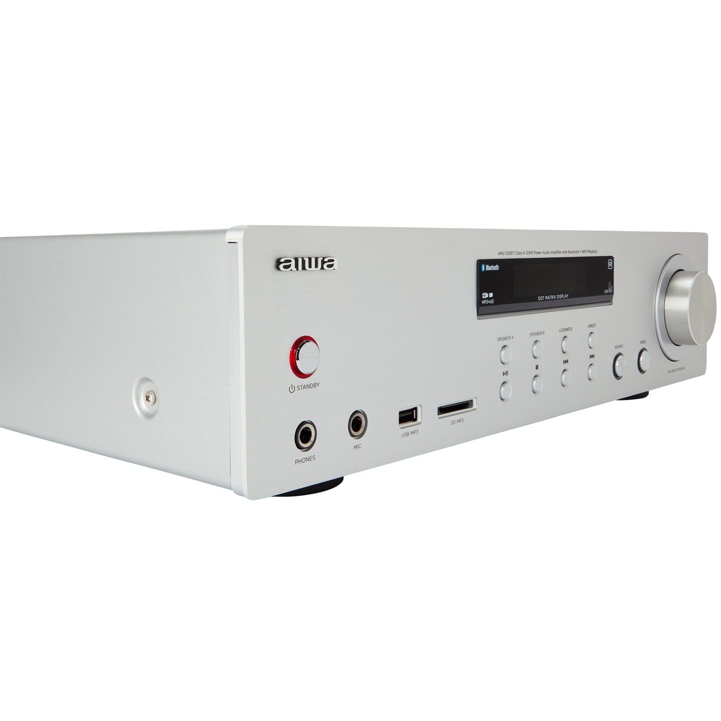 Bluetooth Amplifier, 2x60W RMS, Silver Finish