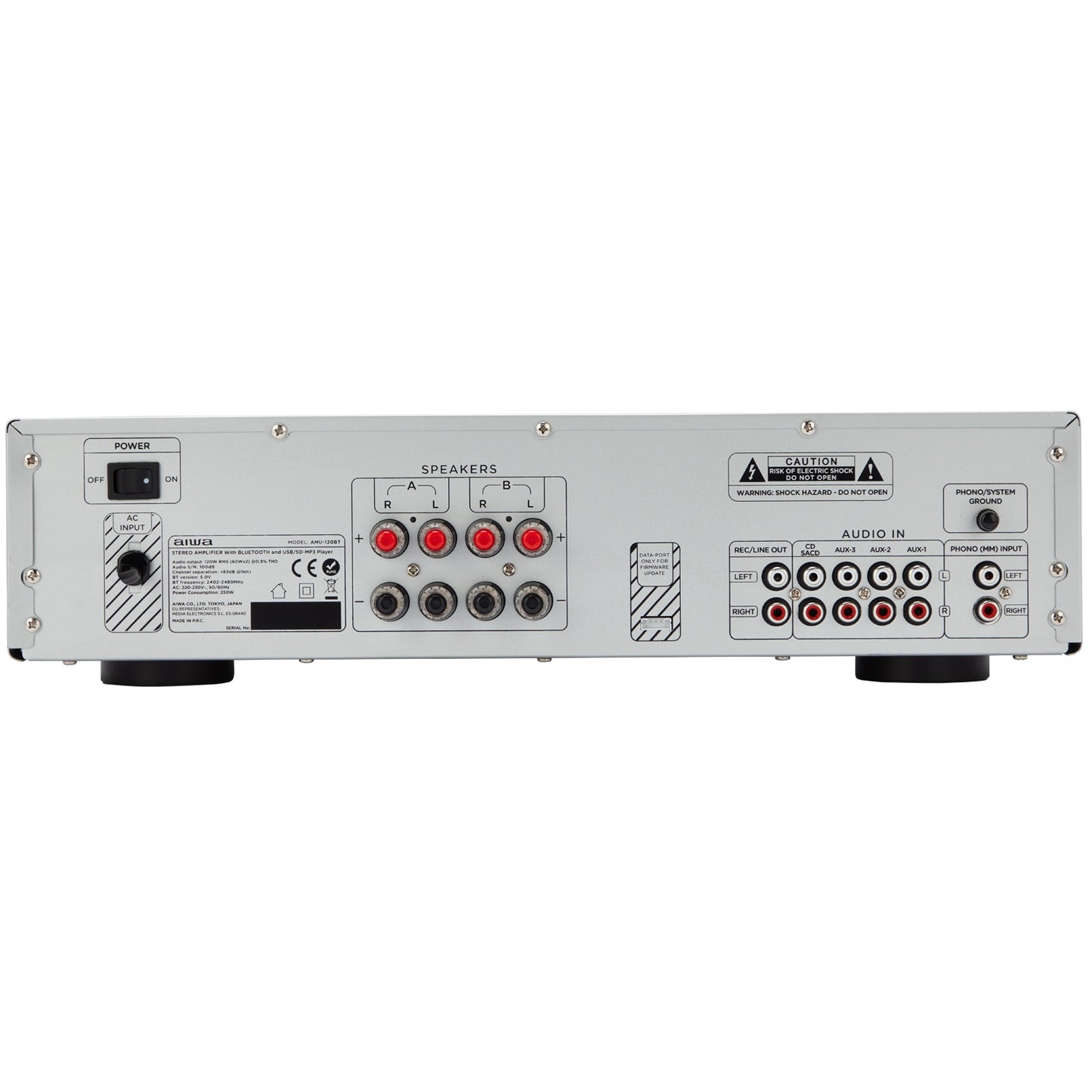 Bluetooth Amplifier, 2x60W RMS, Silver Finish