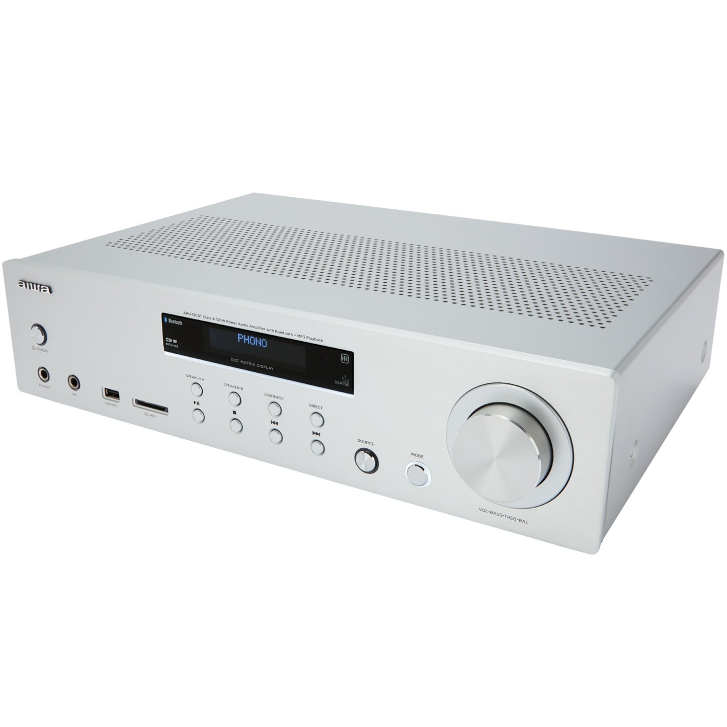 Bluetooth Amplifier, 2x60W RMS, Silver Finish