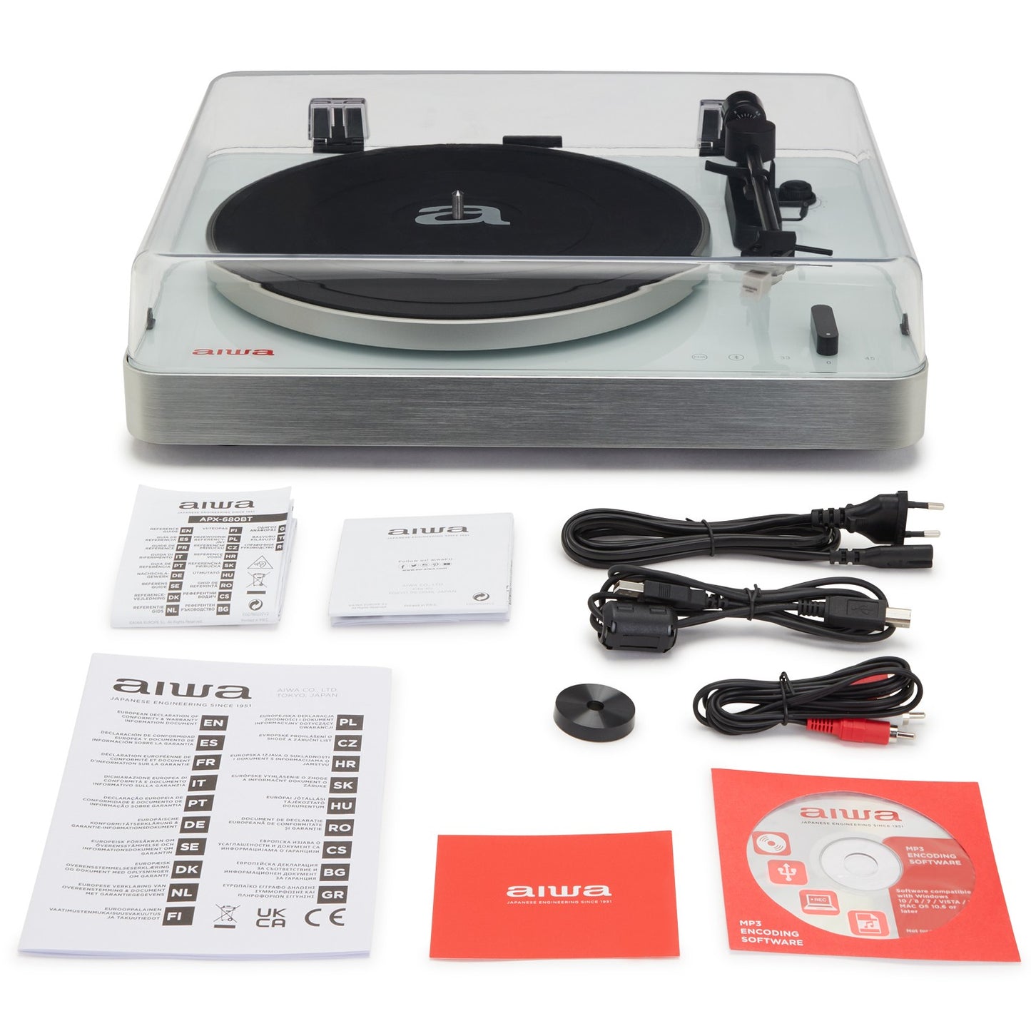 Bluetooth Turntable with USB Recording, 2 Speeds