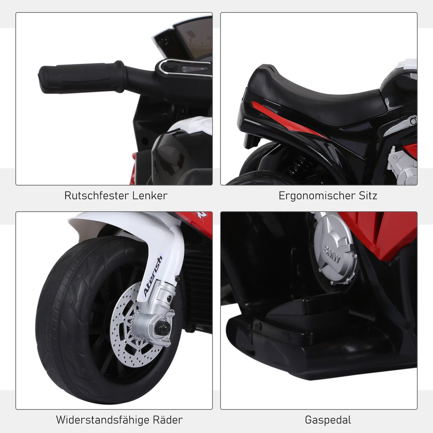 Electric tricycle motorcycle for children - red, steel, 66x37x44 cm