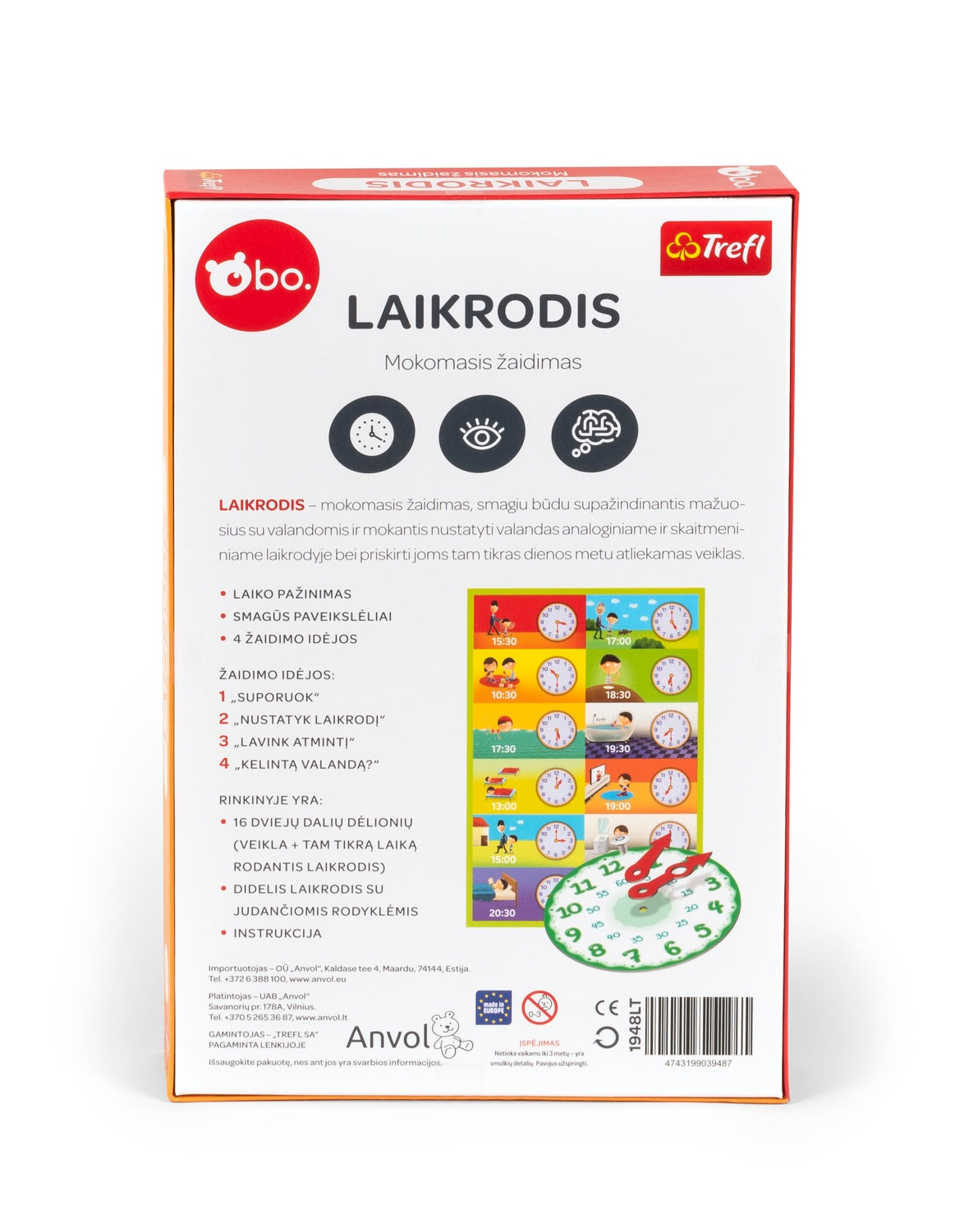 Bo. Educational Board Game "Clock" (In Lithuanian Lang.)