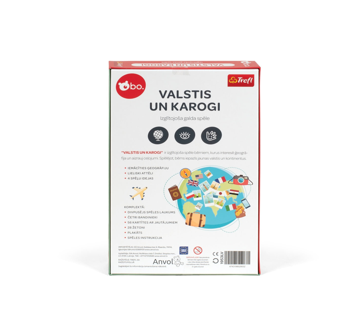 Bo. Educational Board Game "Countries And Flags" (In Latvian Lang.)