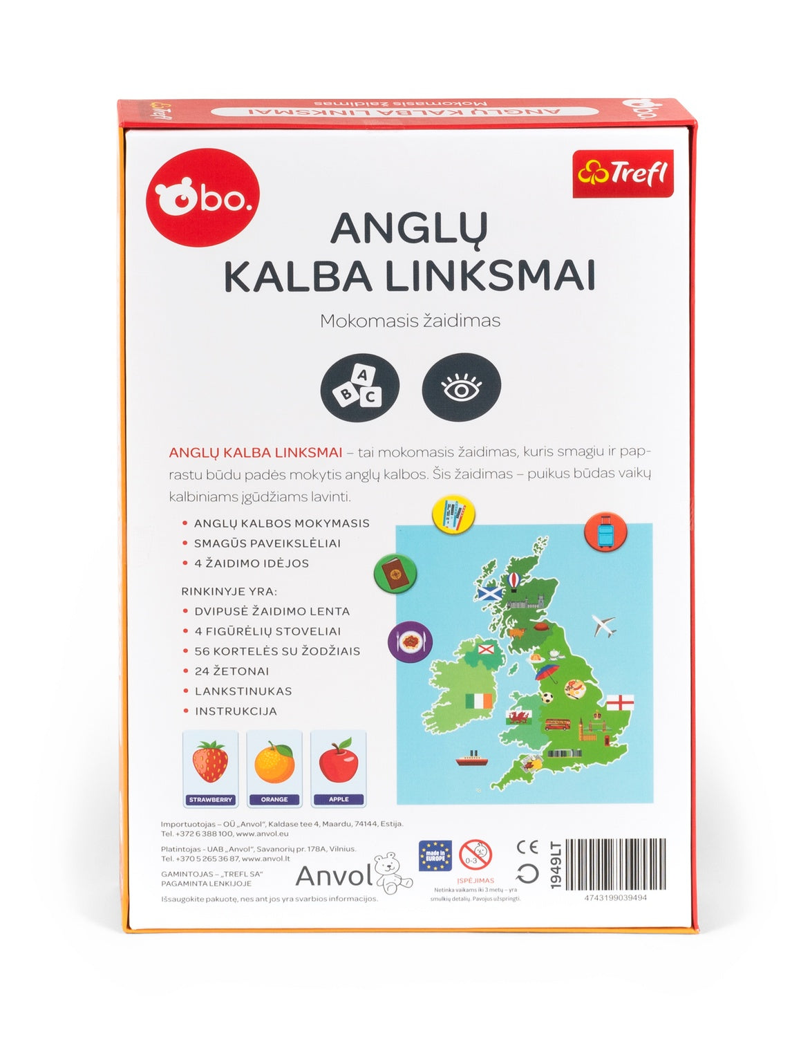 Bo. Educational Board Game "English Is Fun" (In Lithuanian Lang.)