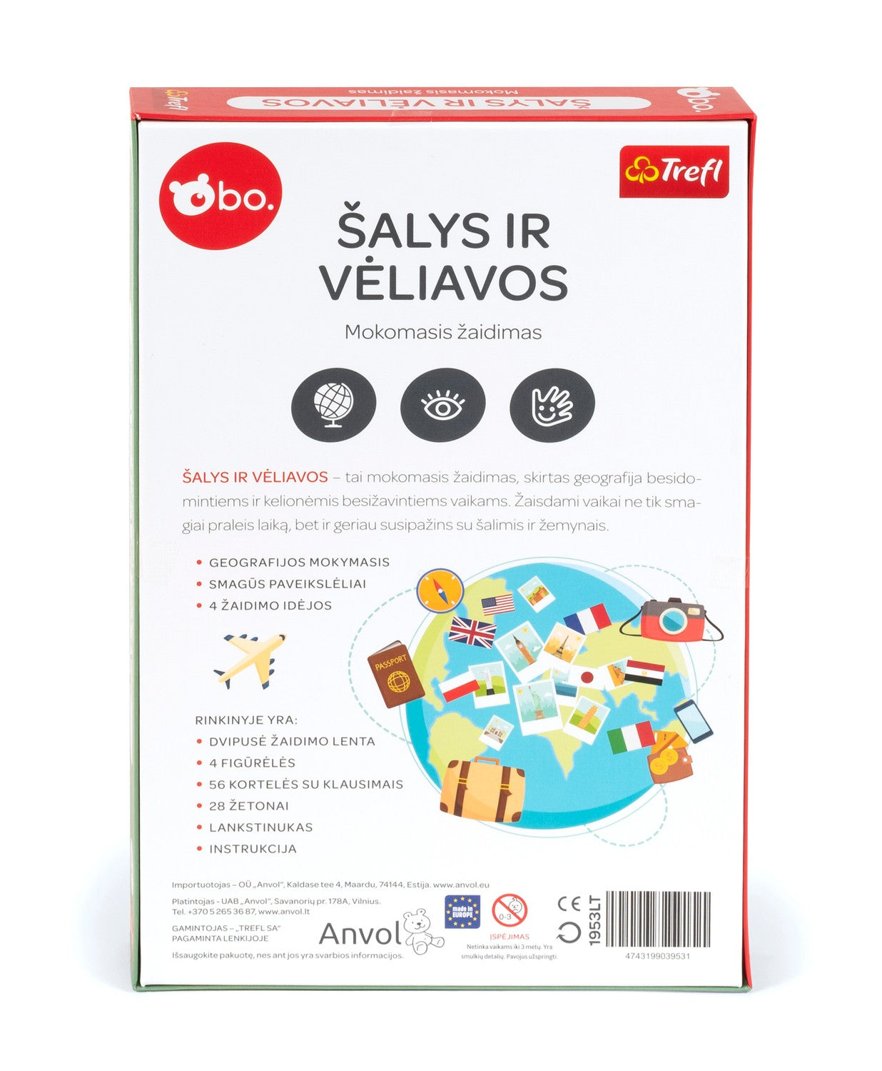 Bo. Educational Boardgame "Countries Ja Flags" (In Lithuanian Lang.)