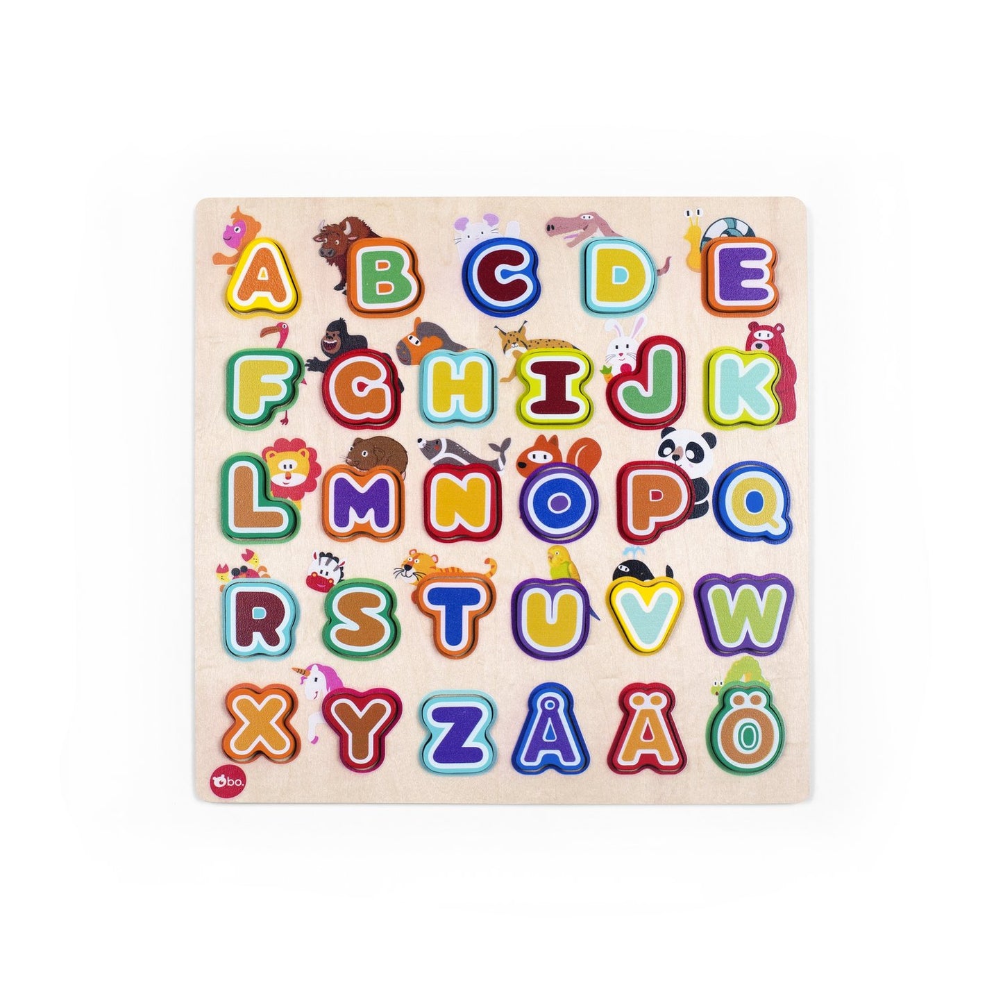 Bo. Educational Wooden Puzzle "Alphabet And Animals" (In Finnish Lang.)