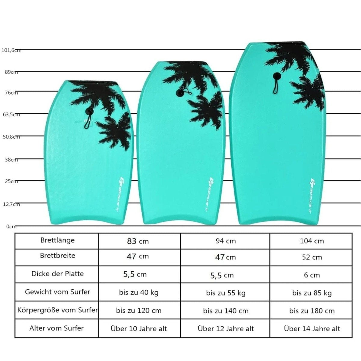 Bodyboard Surfboard Sup-Board Swimming Board Swimming Board 94 x 47 x 5.5 cm Green