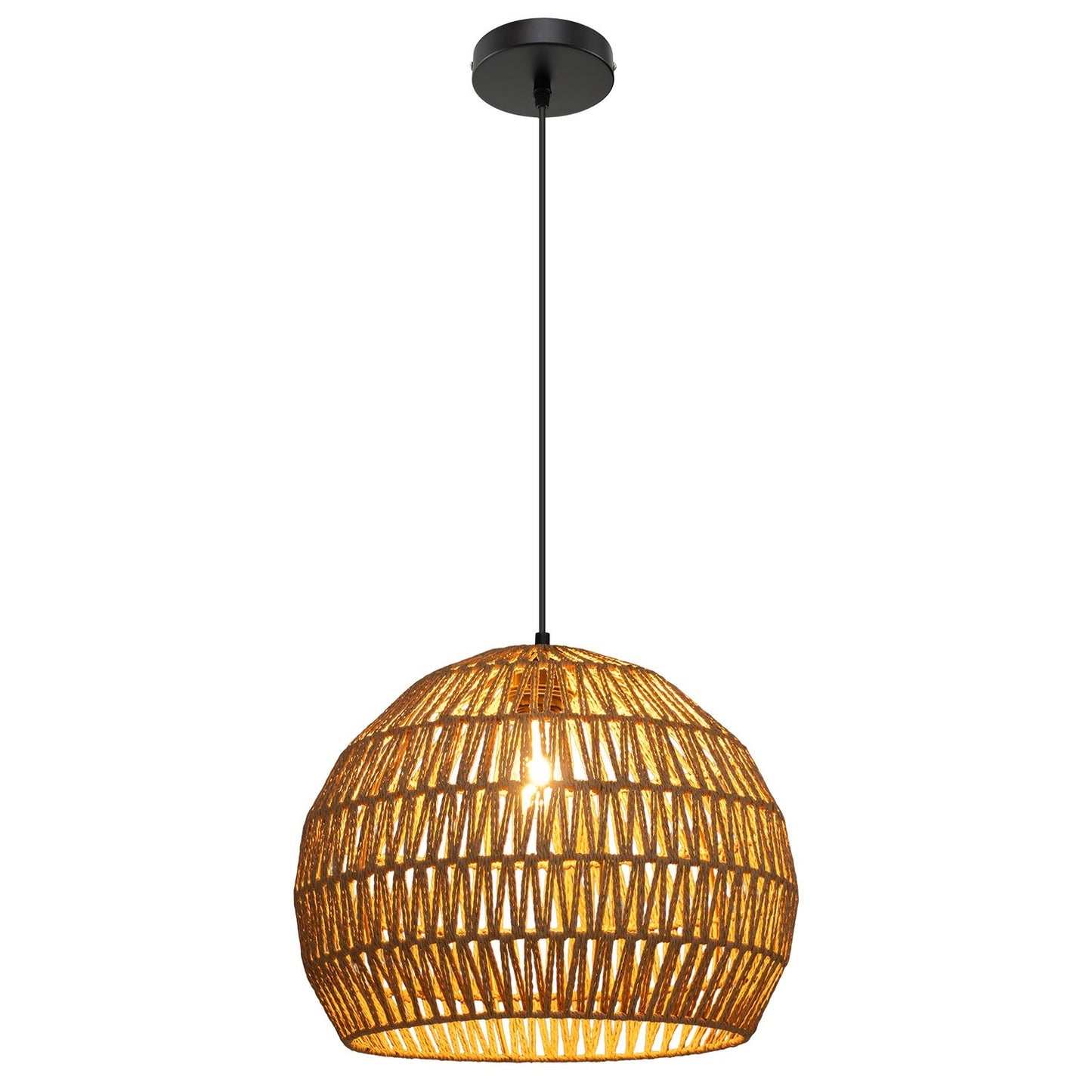 Boho Pendant Light, Adjustable Height, Paper Shade
