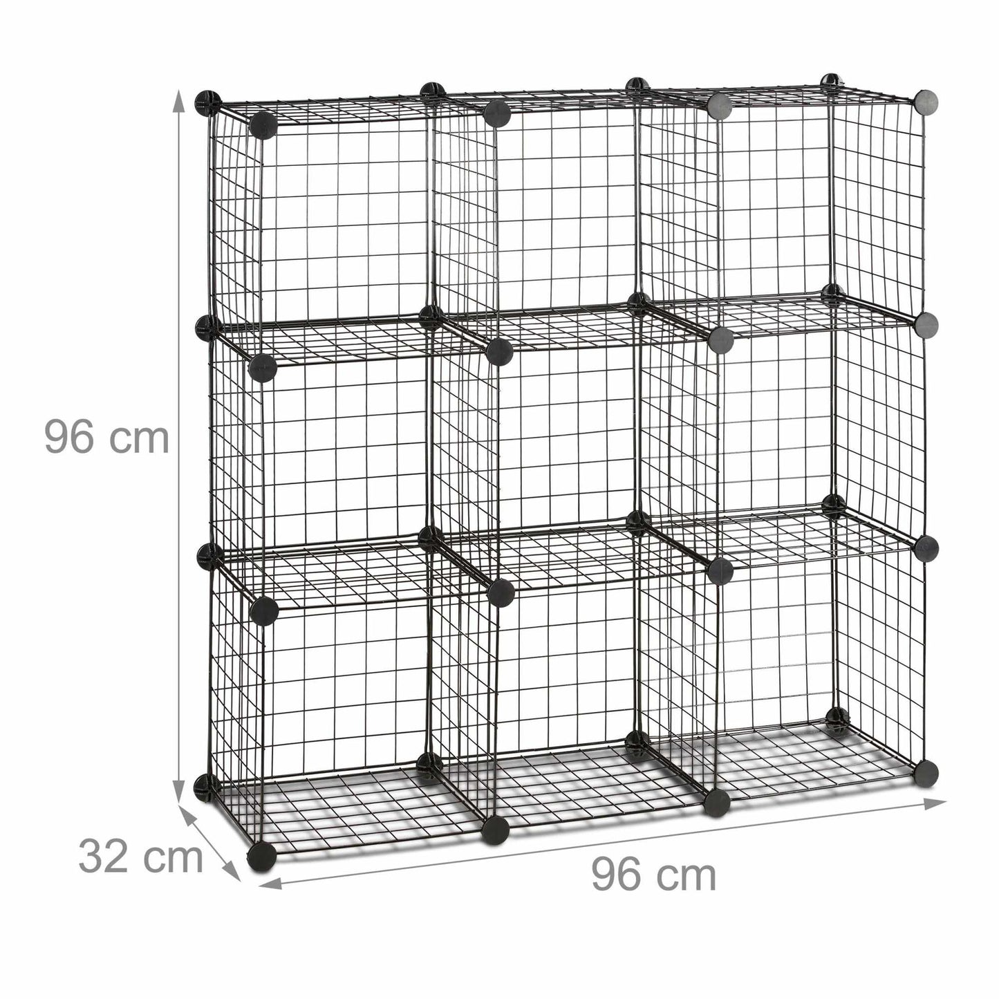 Bolt-free shelves in wire mesh 9 compartments