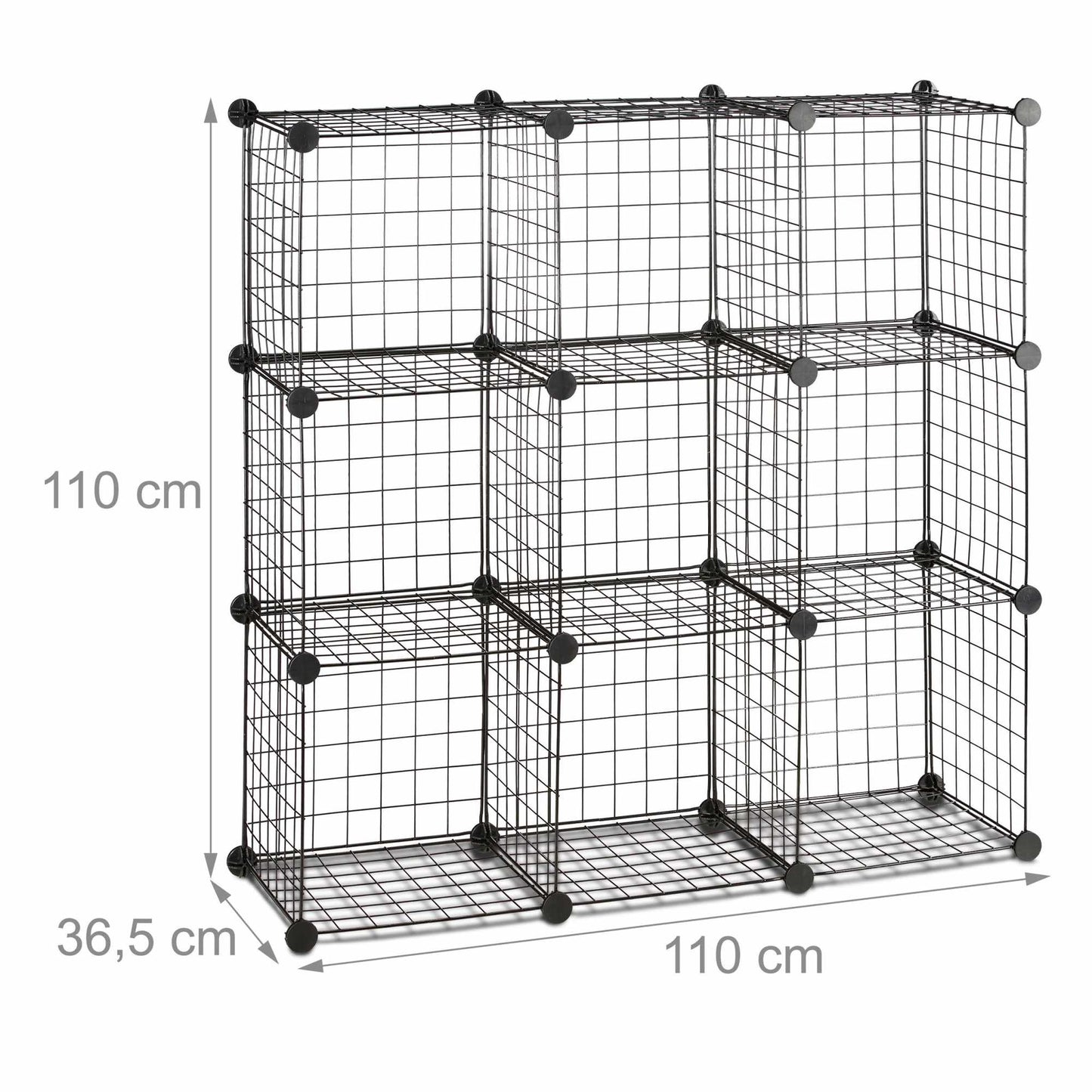Bolt-free shelves in wire mesh 9 compartments