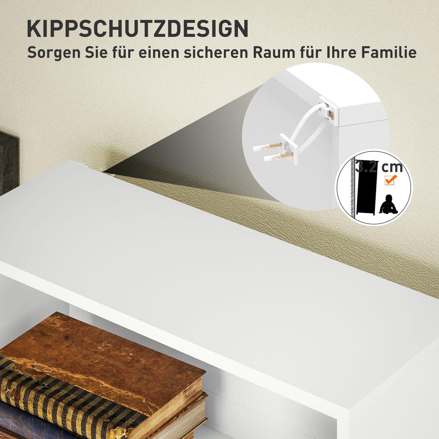 Bookcase, 6 compartments, adjustable shelves, chipboard, 60 x 24 x 158.5 cm, white