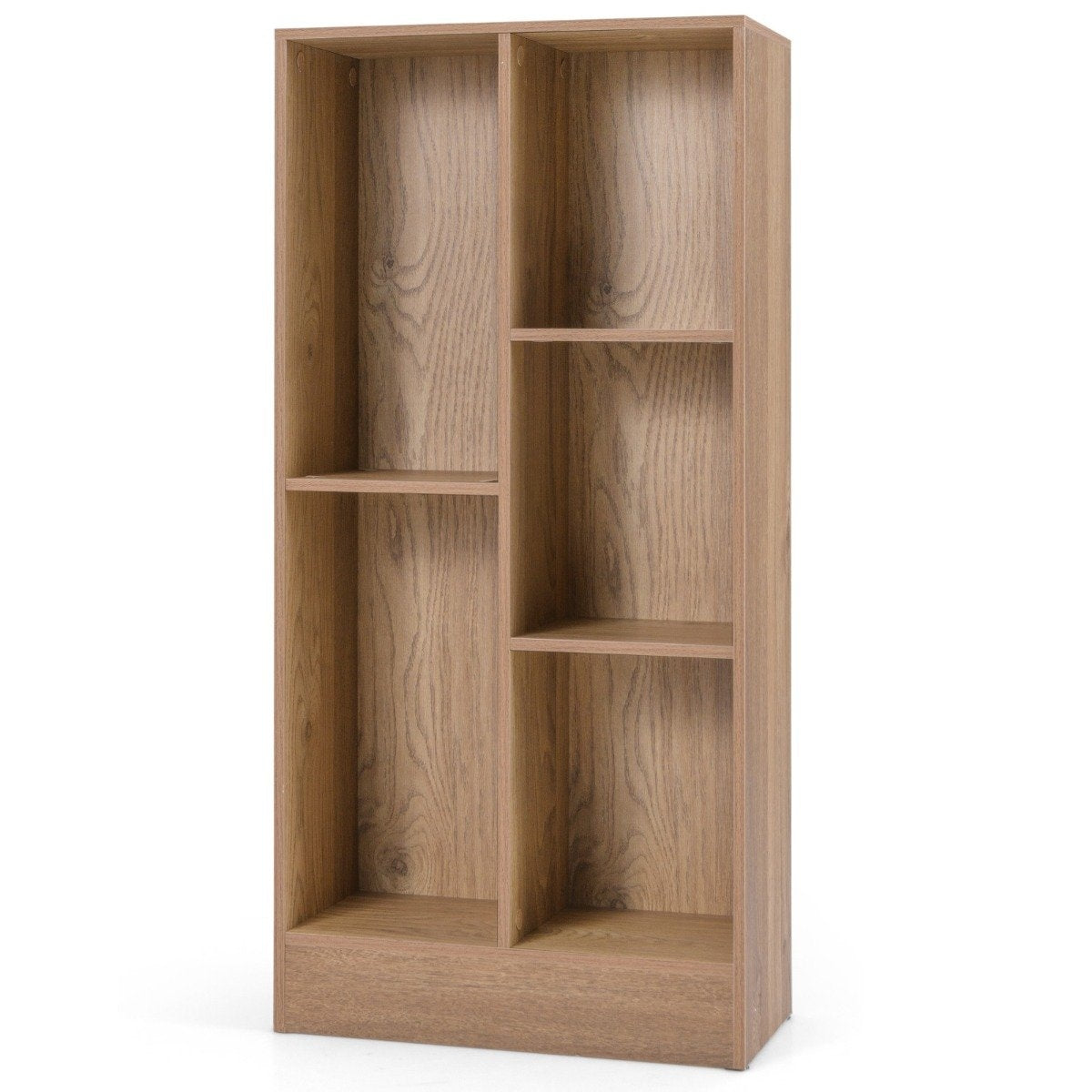 Bookcase with 5 compartments, standing shelf, cube shelf, office shelf, storage shelf, 50 x 24 x 104 cm, natural
