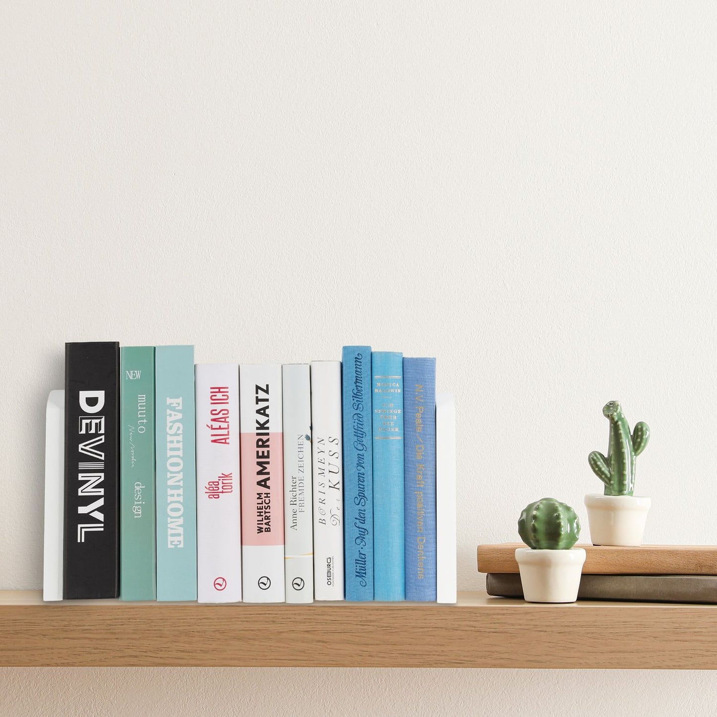 Bookends Set of 2, White Bamboo, Modern Design