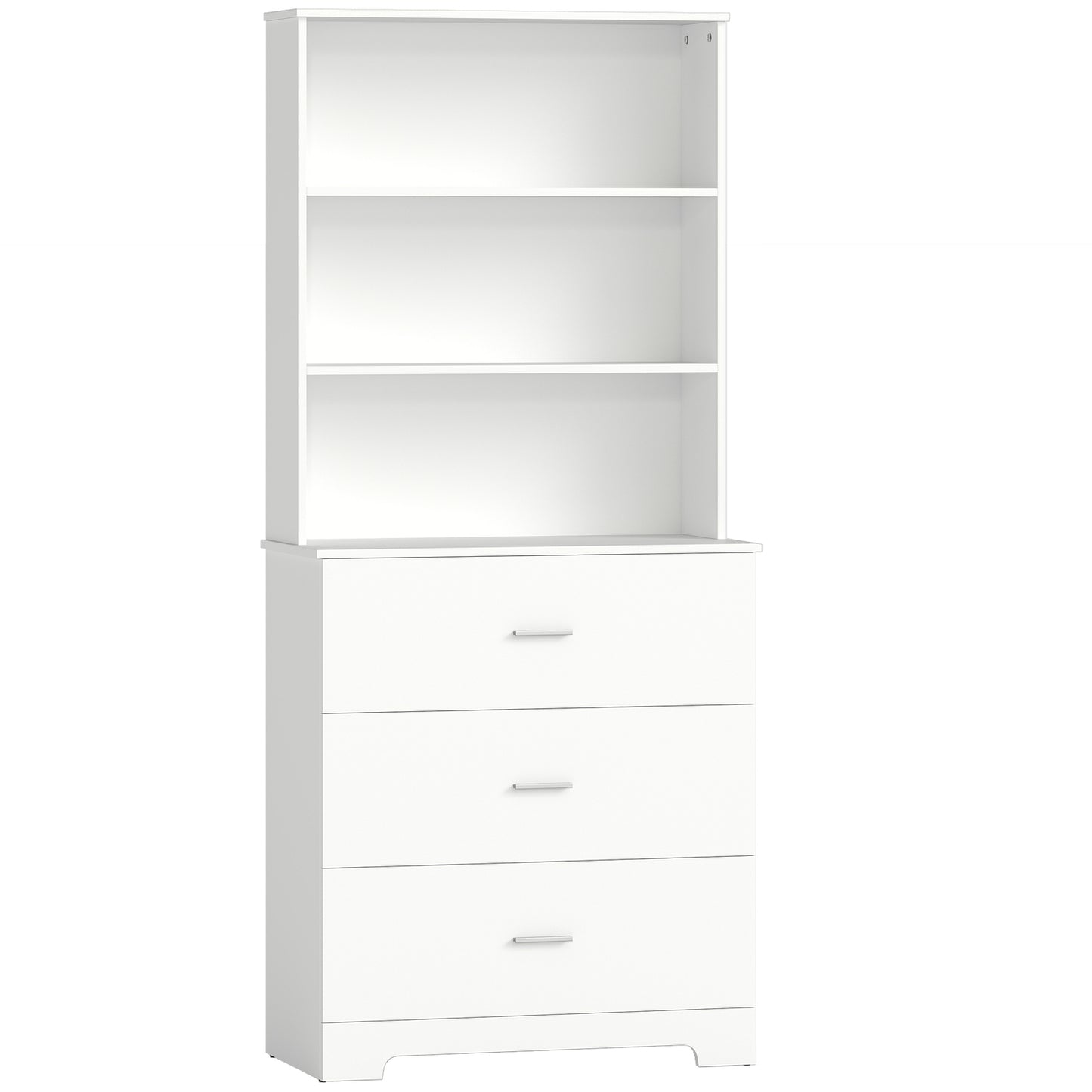 Bookshelf Cabinet with 3 Drawers, 3 Shelves, White, 79x39.5x180 cm