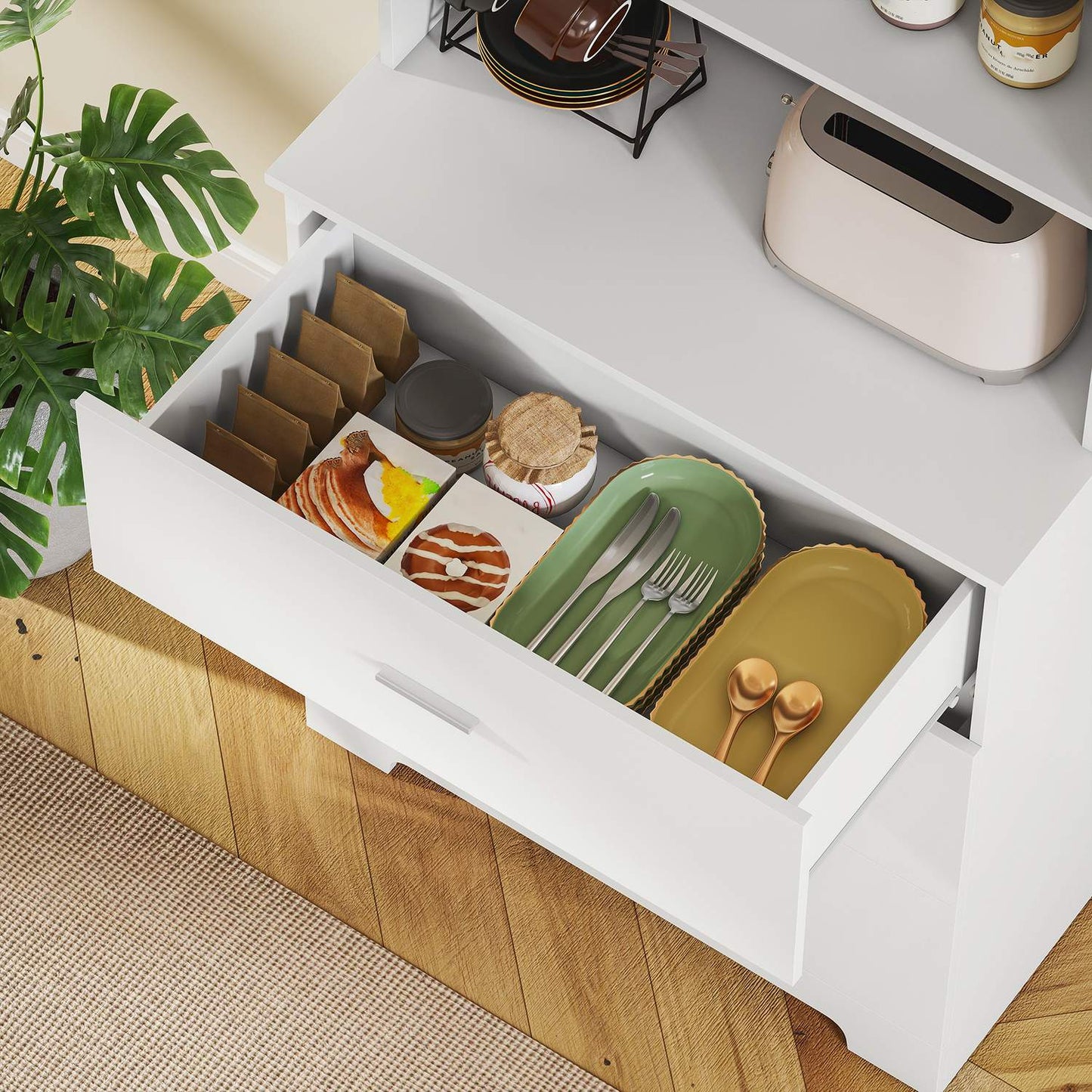 Bookshelf Cabinet with 3 Drawers, 3 Shelves, White, 79x39.5x180 cm