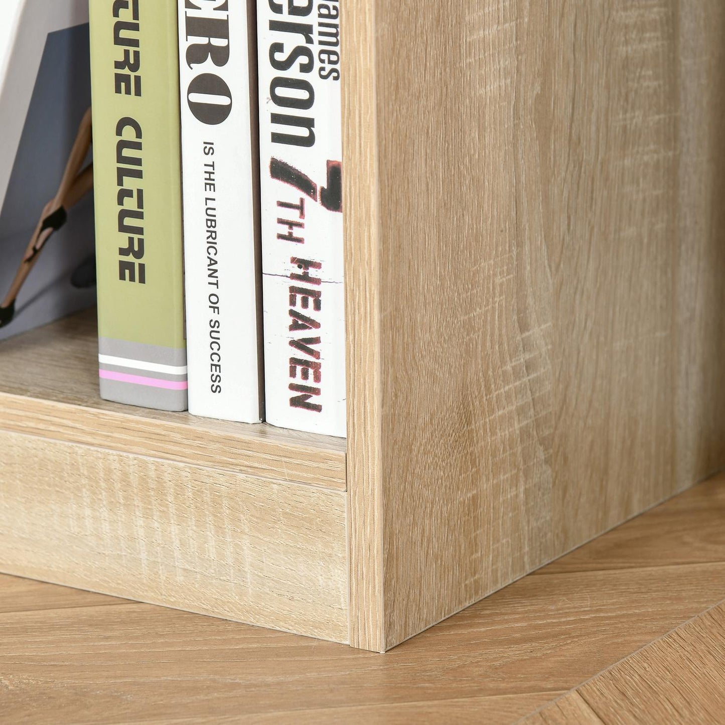 Bookshelf 3-layer natural wood storage for home/office