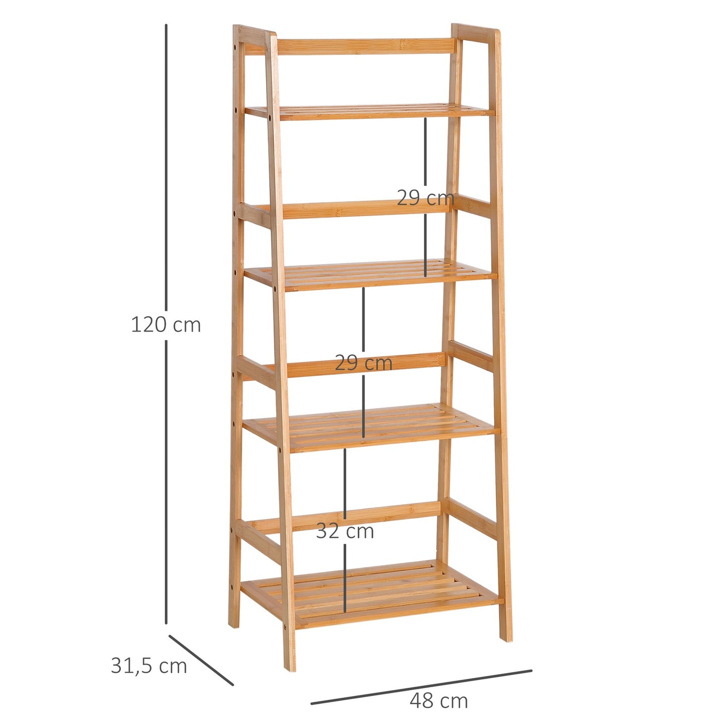 Bamboo bookcase, 4-layer storage for living room and office