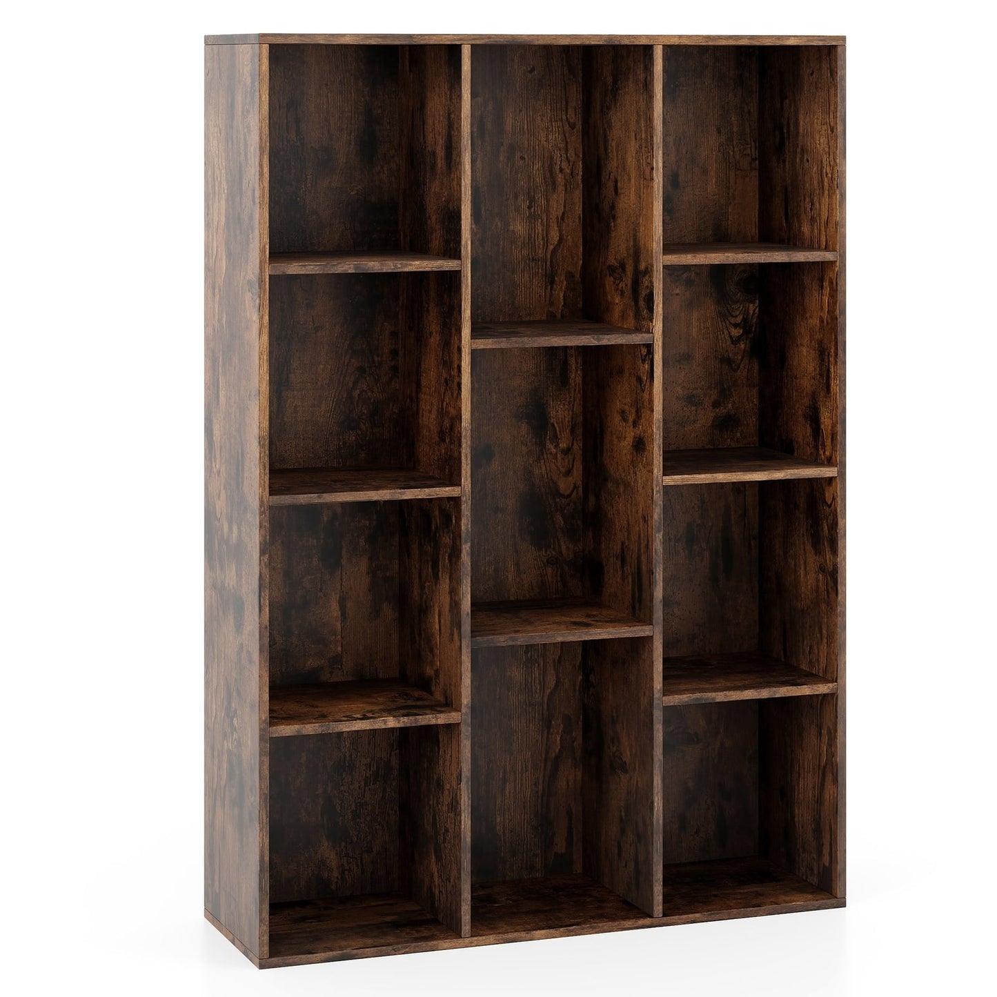 Bookshelf with 11 Cubes, 74x24x106 cm, Coffee Wood