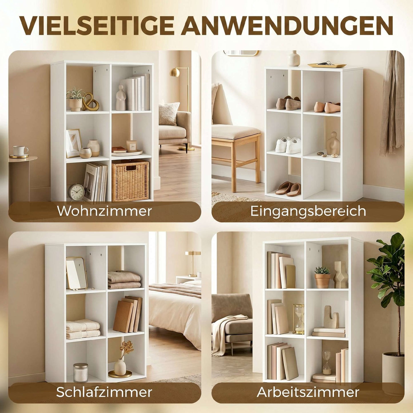 Bookshelf with 3 Shelves, White, Chipboard, Anti-Tip